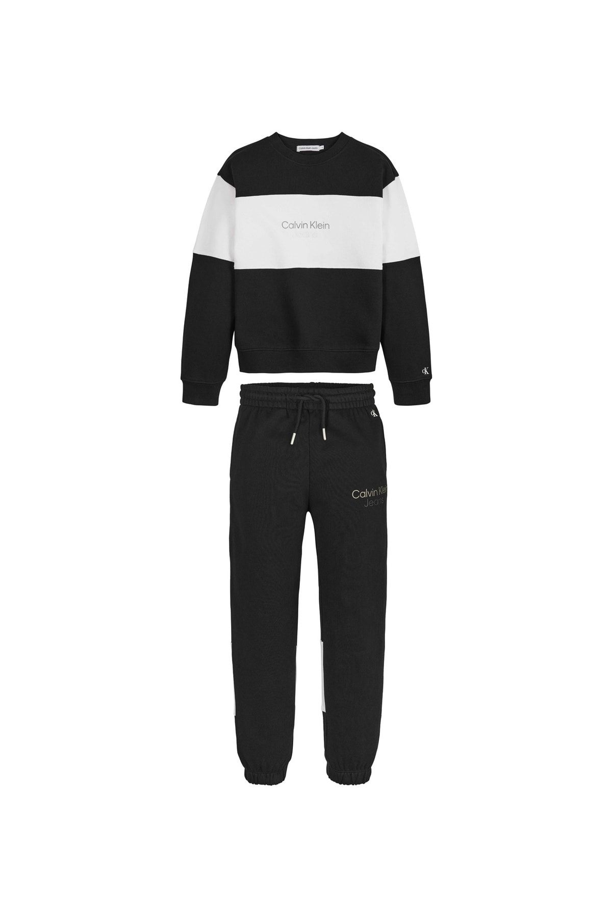 سویشرت مشکی پسرانه و بچگانه پسر مستقیم سیاه سفید ib0ib01691beh Calvin Klein