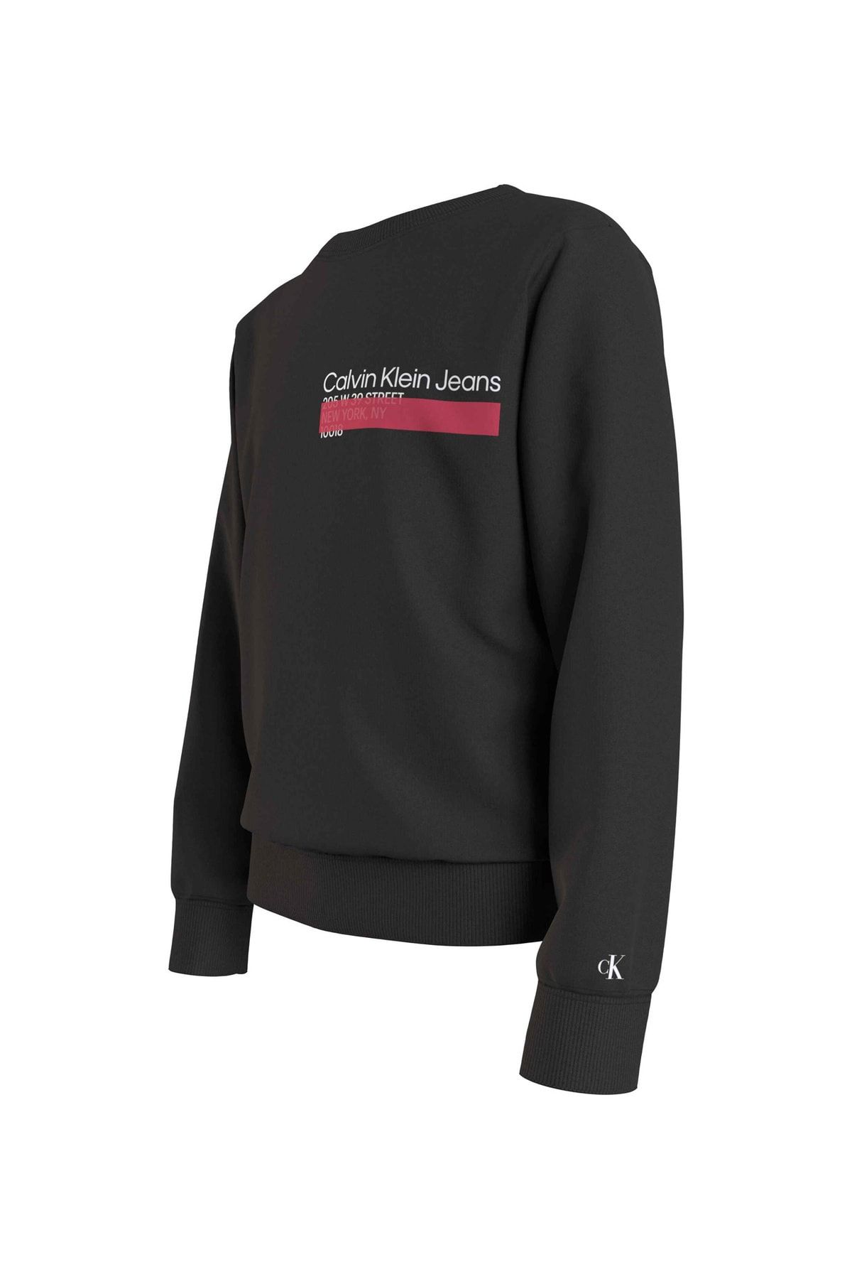 سویشرت مشکی پسرانه و بچگانه پسر مسطح سیاه سفید ib0ib01688beh Calvin Klein