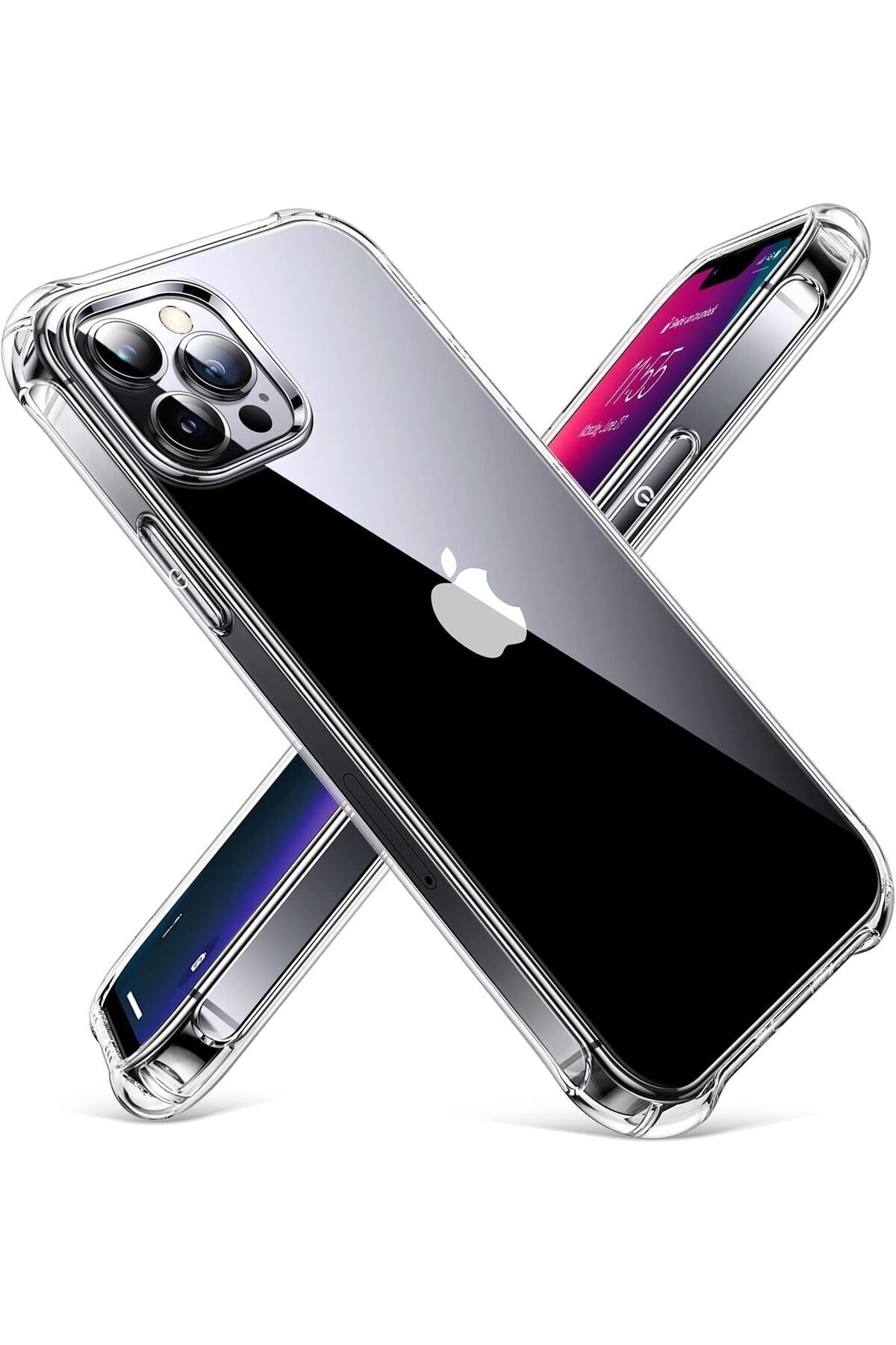 iPhone 13 Pro Uyumlu Kılıf Darbelere Dayanıklı Ultra ince Şeffaf Renksiz Transparan Esnek Silikon