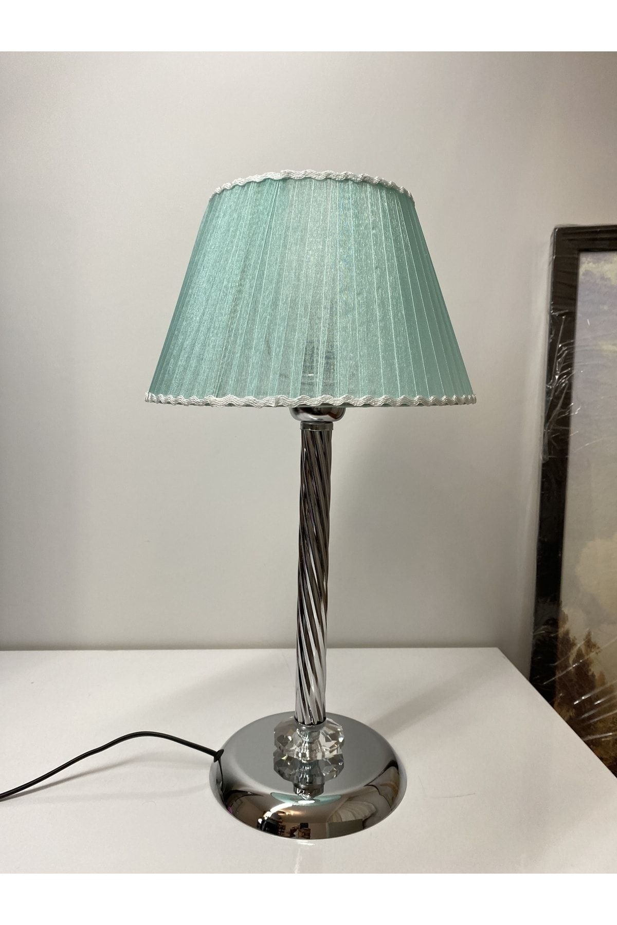 asellus-Mette Twisted Lampshade with crystal detail "Knitted Hat" Table Lamp chrome Plated (silver color) 3