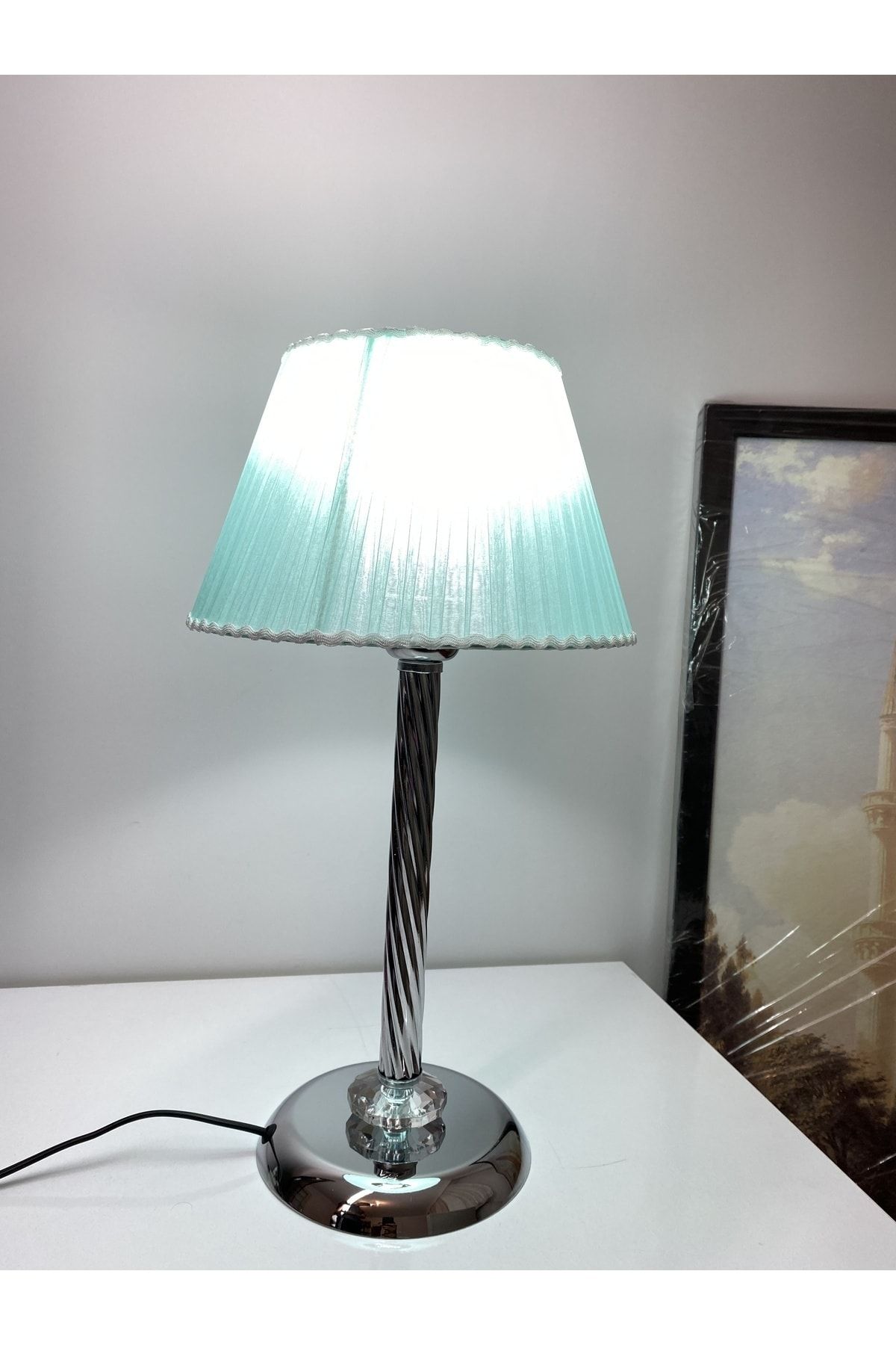 asellus-Mette Twisted Lampshade with crystal detail "Knitted Hat" Table Lamp chrome Plated (silver color) 4