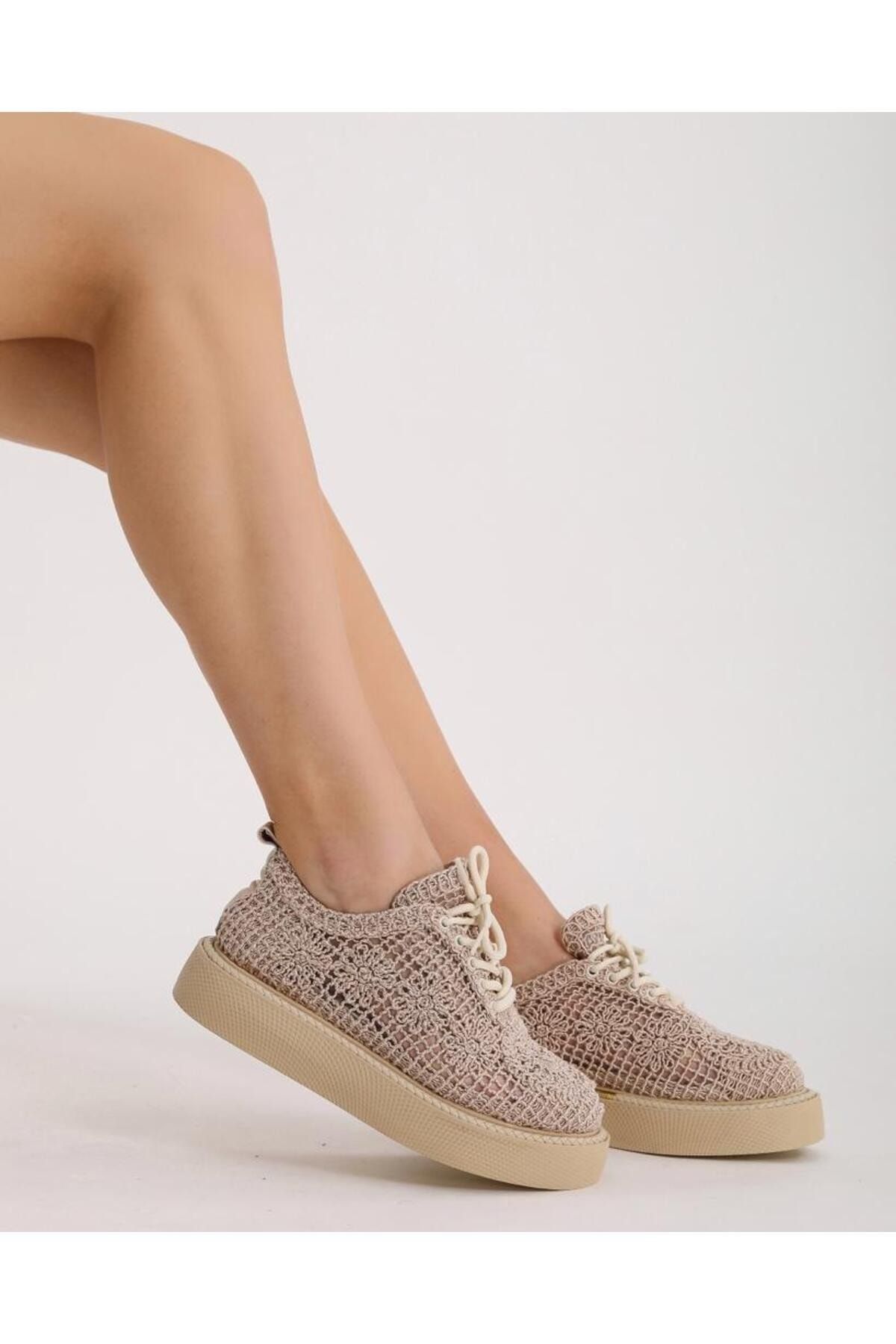 GEZ GEZ Walking Shoes Beige Flat Trendyol