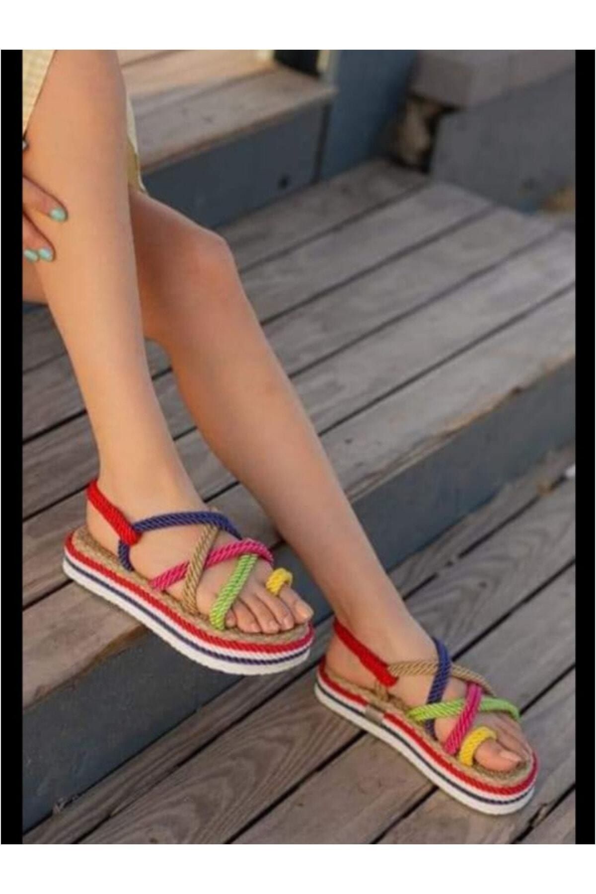 Mirkada-Unisex Colors Rope String High Sole Straw Sandals - It is Recommended to Buy 1 Size Larger 4