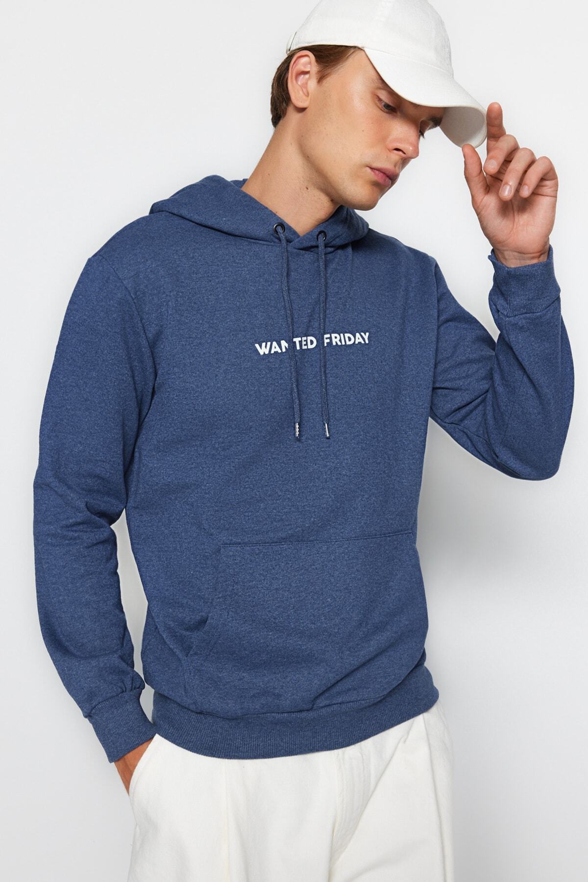 TRENDYOL MAN Indigo Baskılı Sweatshirt TMNAW21SW0617 Fiyatı, Yorumları ...