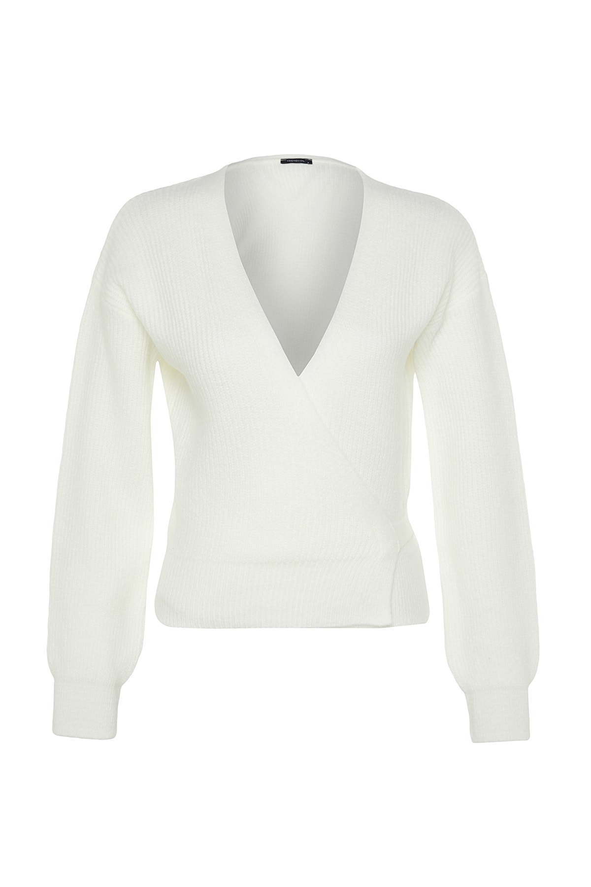 Trendyolmilla  Ekru Yumuşak Dokulu Kruvaze Yaka Triko Hırka TWOAW24HI00282 - Görsel 6