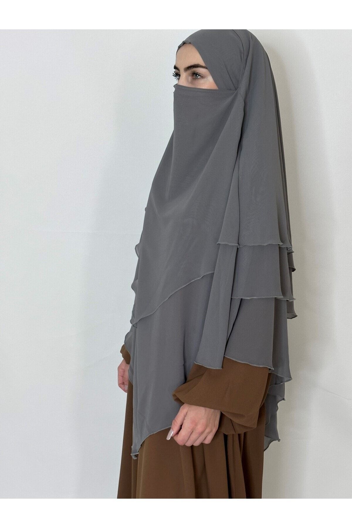 R&S modibone-4-String Three-Layer Veiled Souffle Khimar - Chiffon Scarf 8
