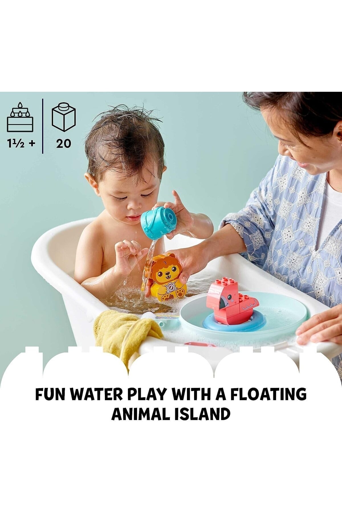 LEGO ® Duplo® Ilk Banyo Zamanı Eğlencesi: Yüzen Hayvan Adası 10966-18 Ay Ve Üzeri Okul Öncesi Yaştaki fotoğrafı 2 (önizleme)