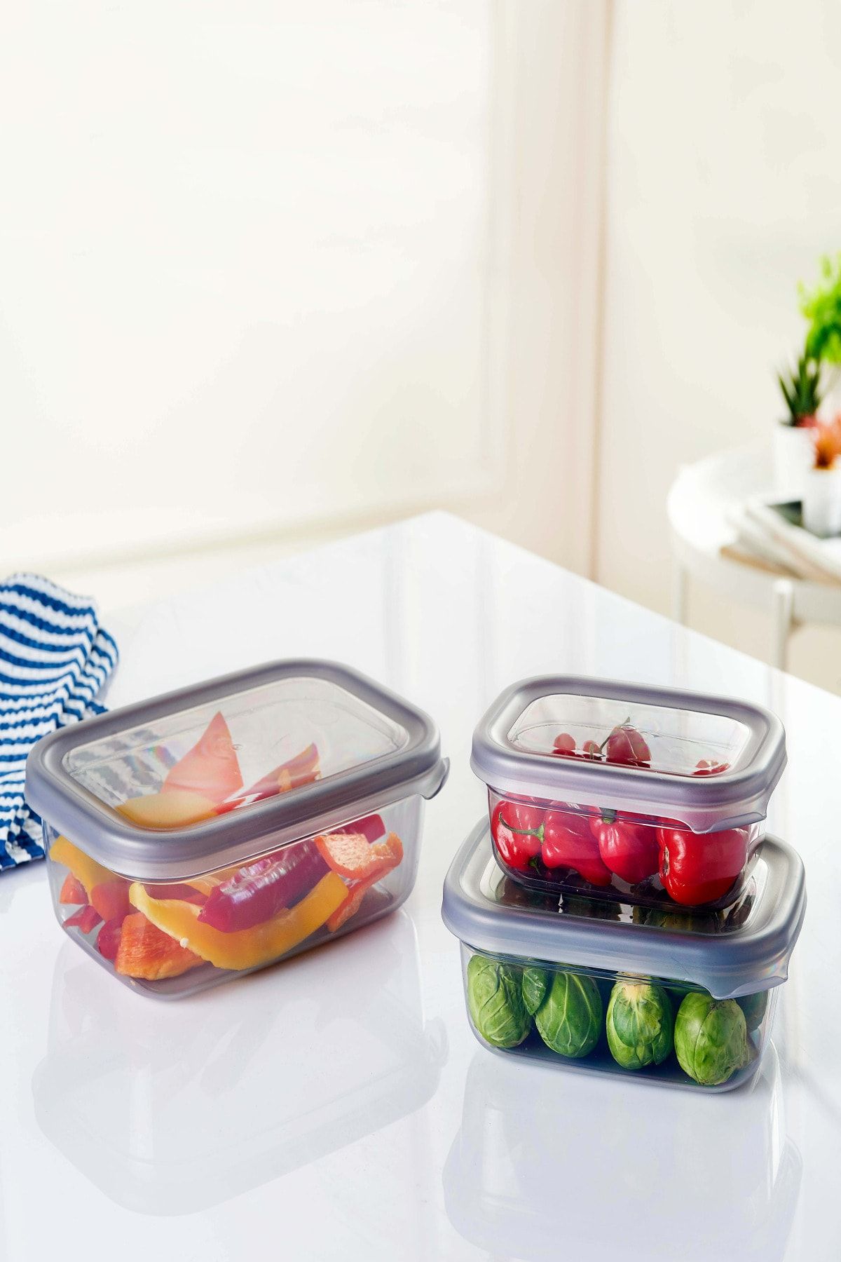 Bayev-Colony 3 Pieces 400 Ml-670 Ml-1200 ml Storage Container Breakfast Pulses Snack Bowl Fruit Container 0848 2