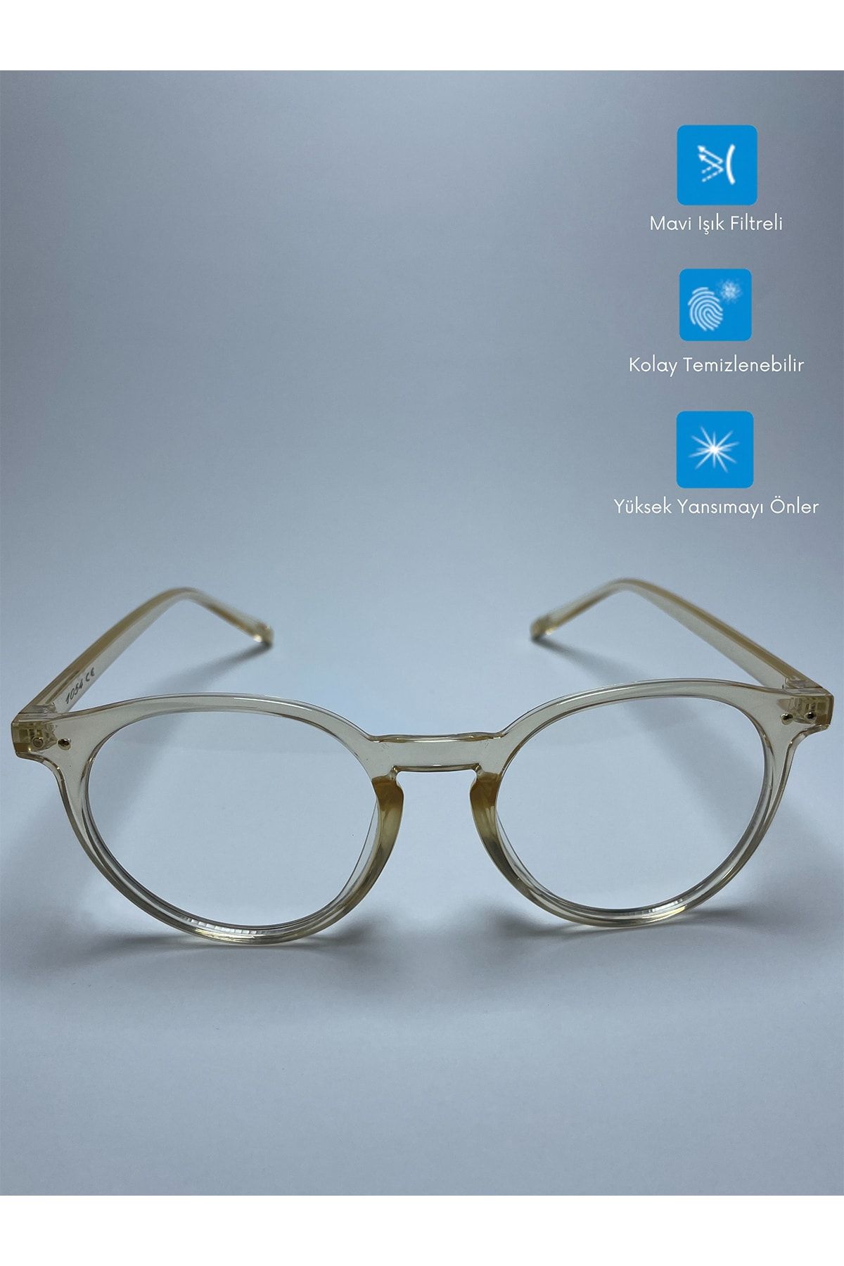 VisionGlasses-Transparent Yellow Round Unisex Blue Light Protective Glasses with Transparent Glass 3