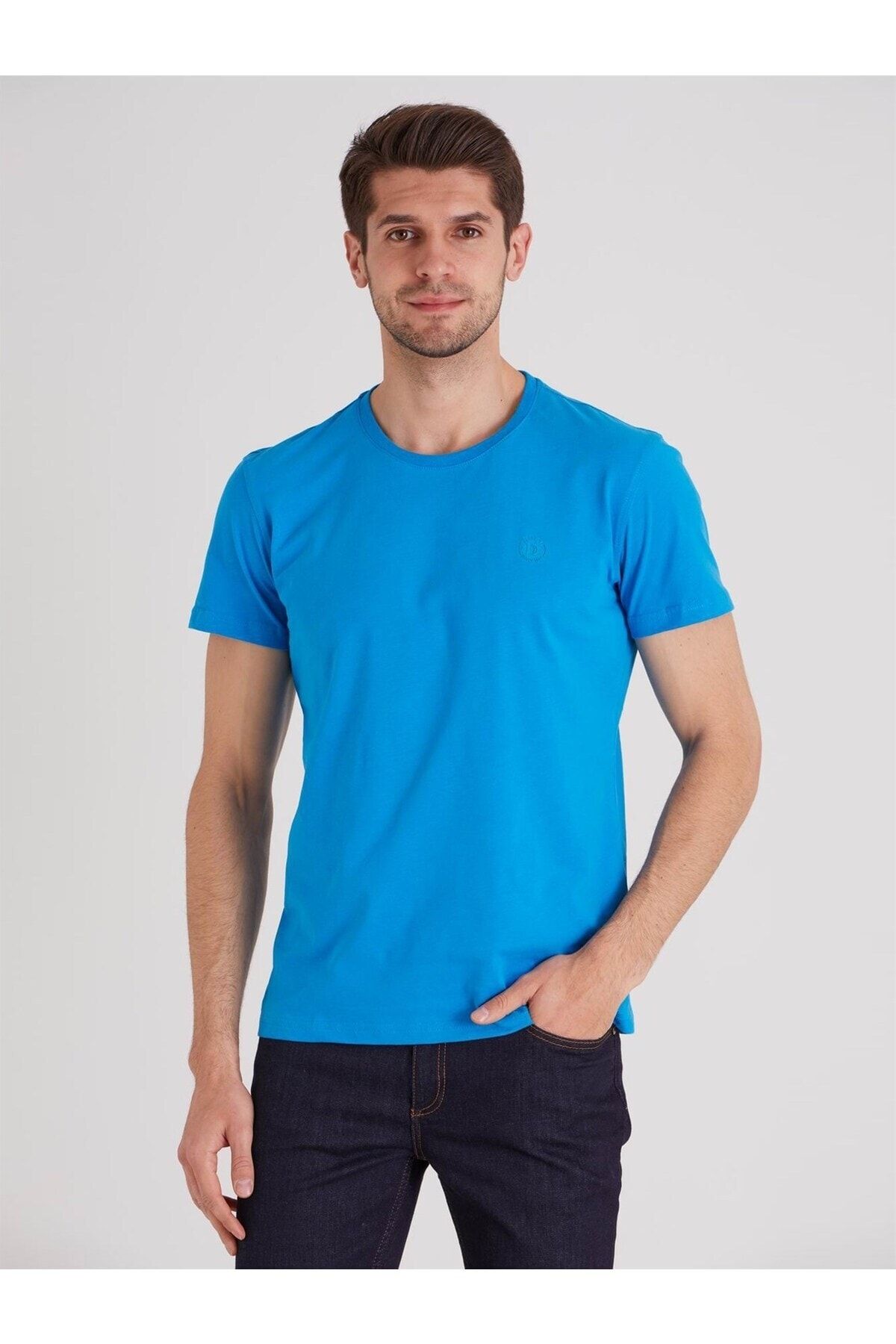 تی شرت مردانه بدون جیب براش دار آبی دوفی Dufy (برند ترکیه)