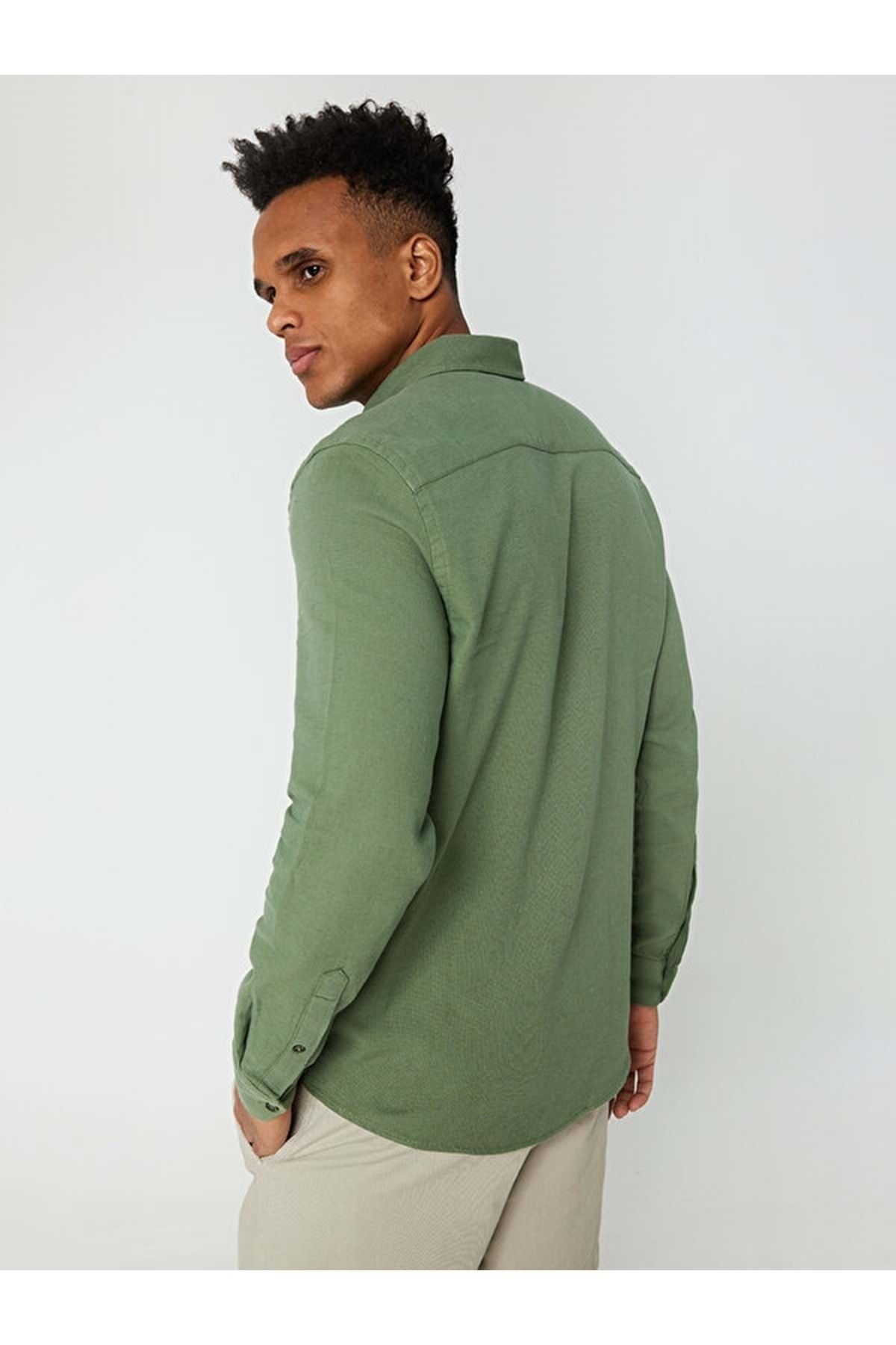 Loft-2027530 قميص رجالي بقصة عادية - - كاكي - M - St06180-khaki-m 3