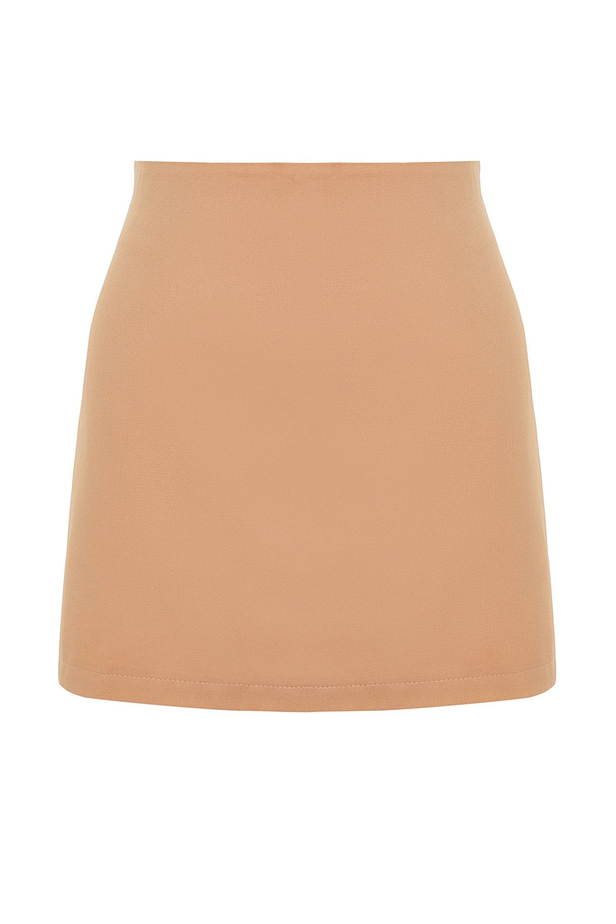 Trendyol Collection Camel Basic High Waist A Line Mini Length