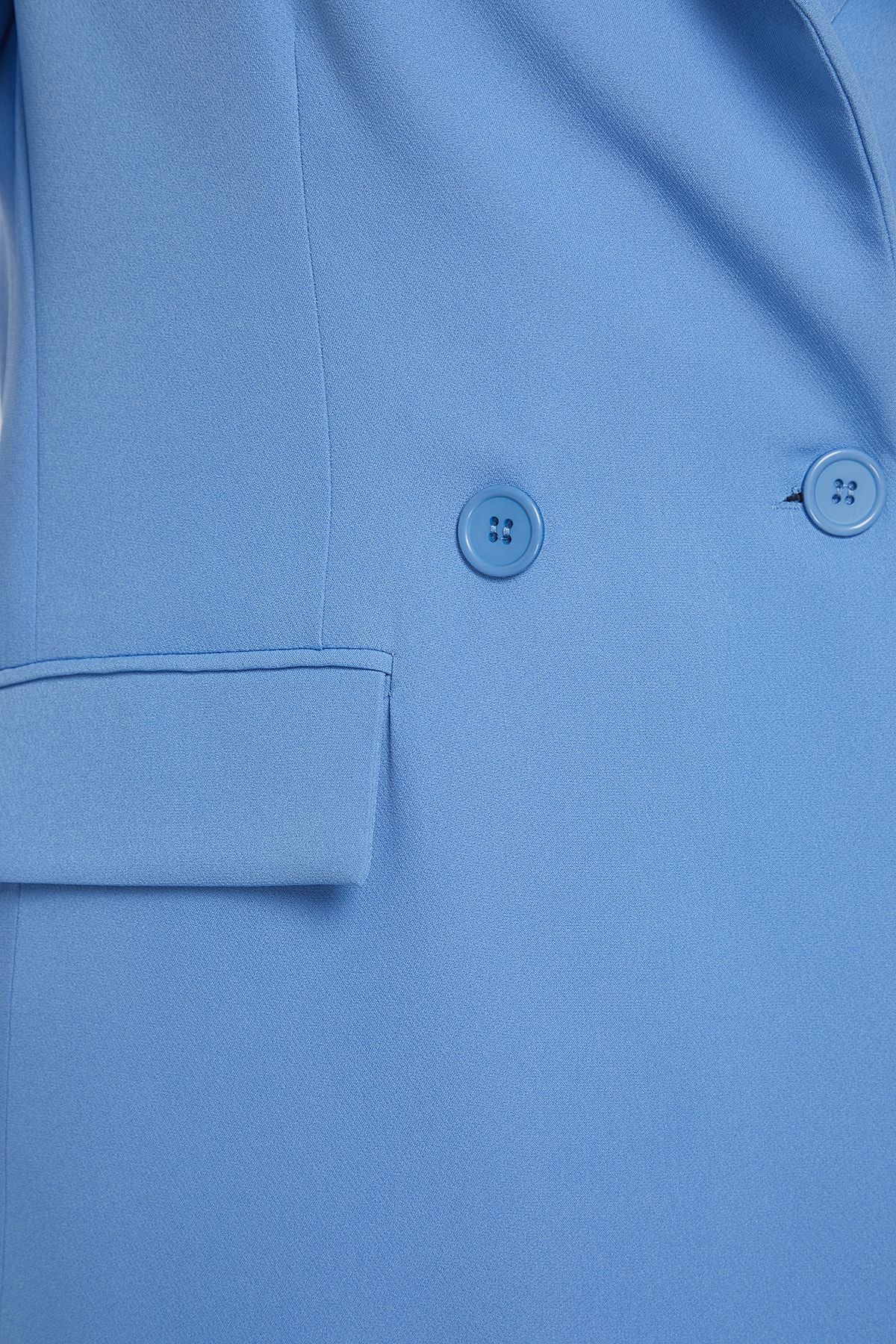 Trendyol Collection-Dunkelblaue, normal gefütterte, zweireihige Blazerjacke aus Webstoff TWOSS20CE0059 8