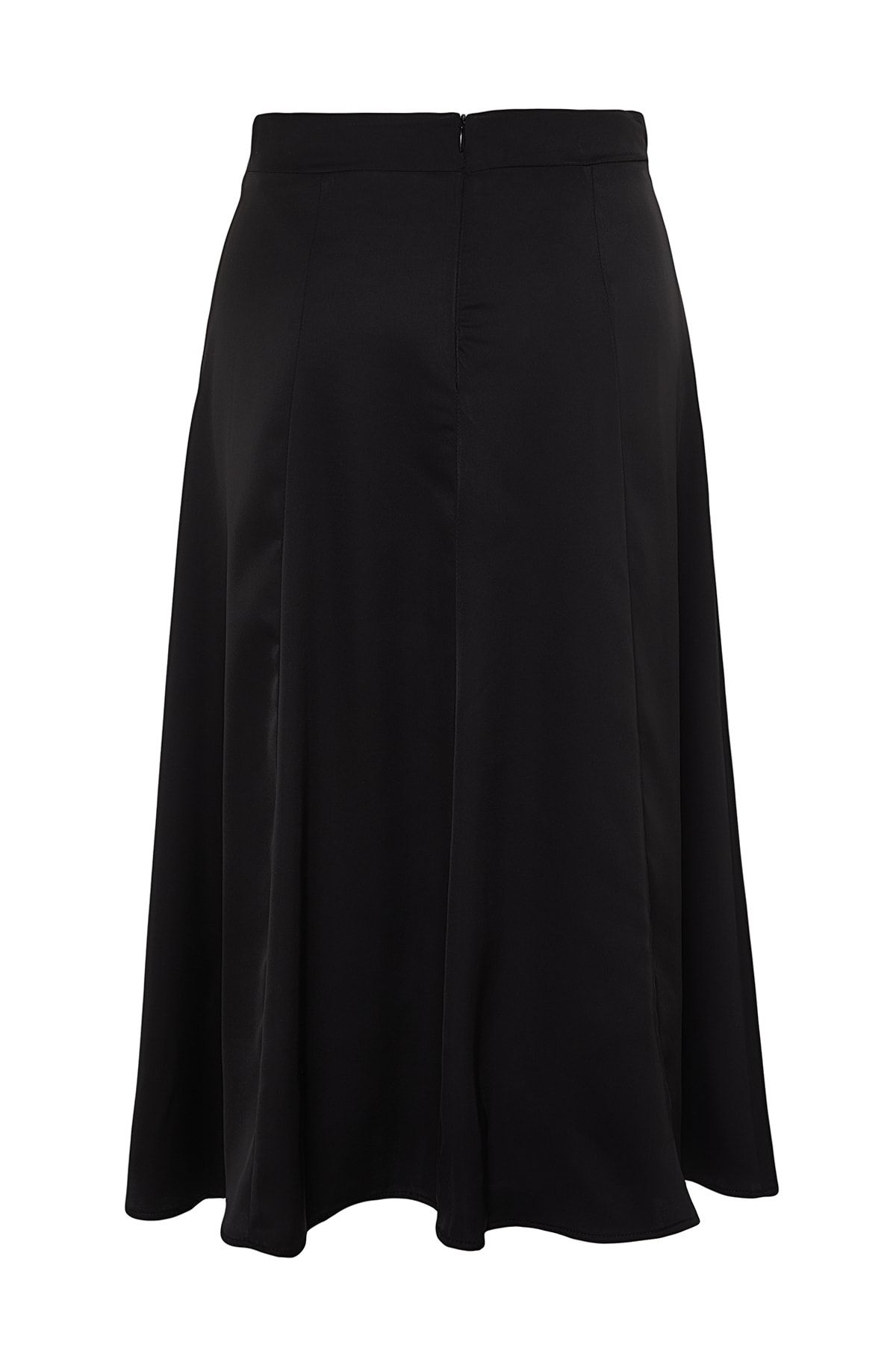 Trendyol Collection-Czarna satynowa tkana spódnica midi w kształcie litery A TWOAW24ET00167 7