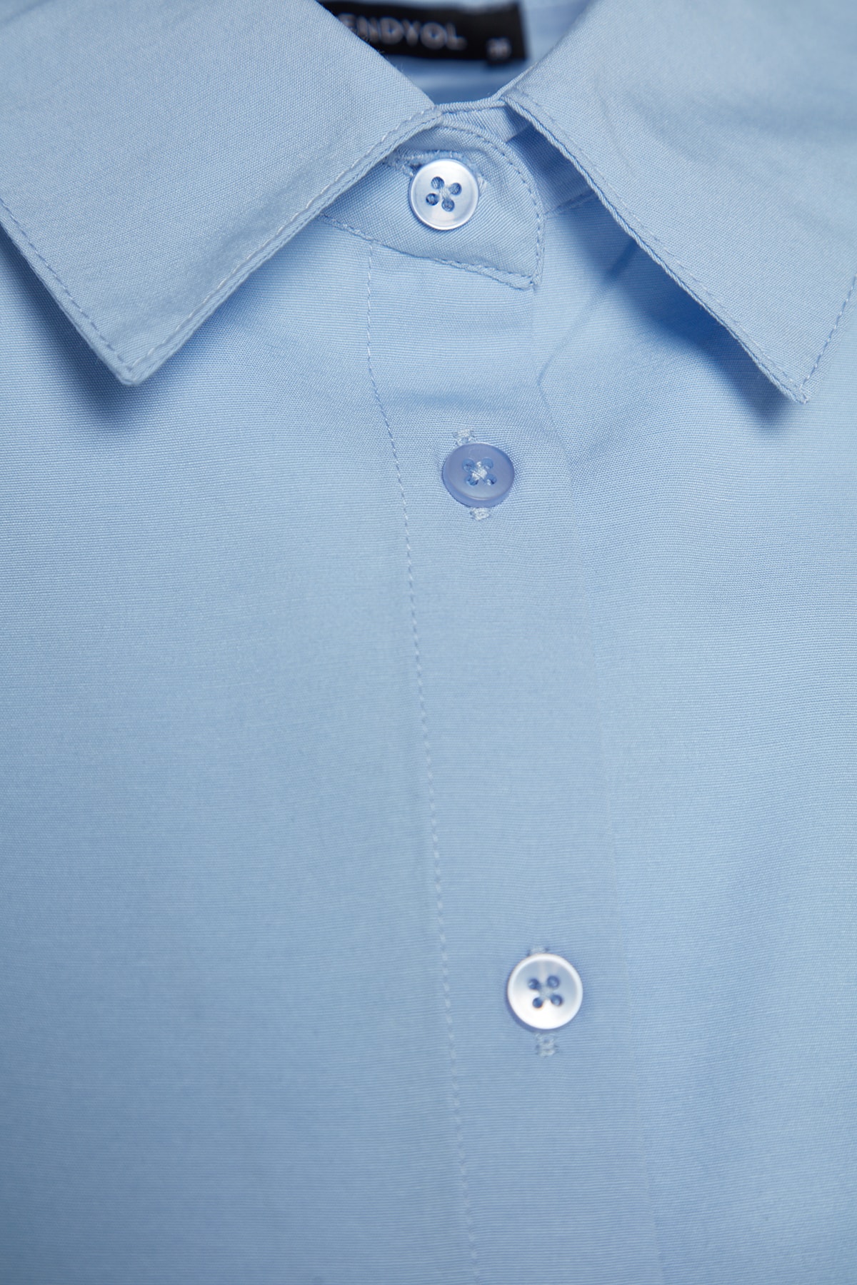 Trendyolmilla  Açık Mavi Nervür Detaylı Kolları Yırtmaçlı Oversize Geniş Kesim Dokuma Gömlek TWOAW24GO00152 - Görsel 9