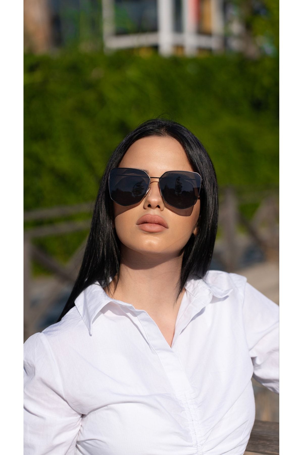 Angel Eyes Women\'s Sunglasses Geometric Design Black Frame Black Glass -  Trendyol