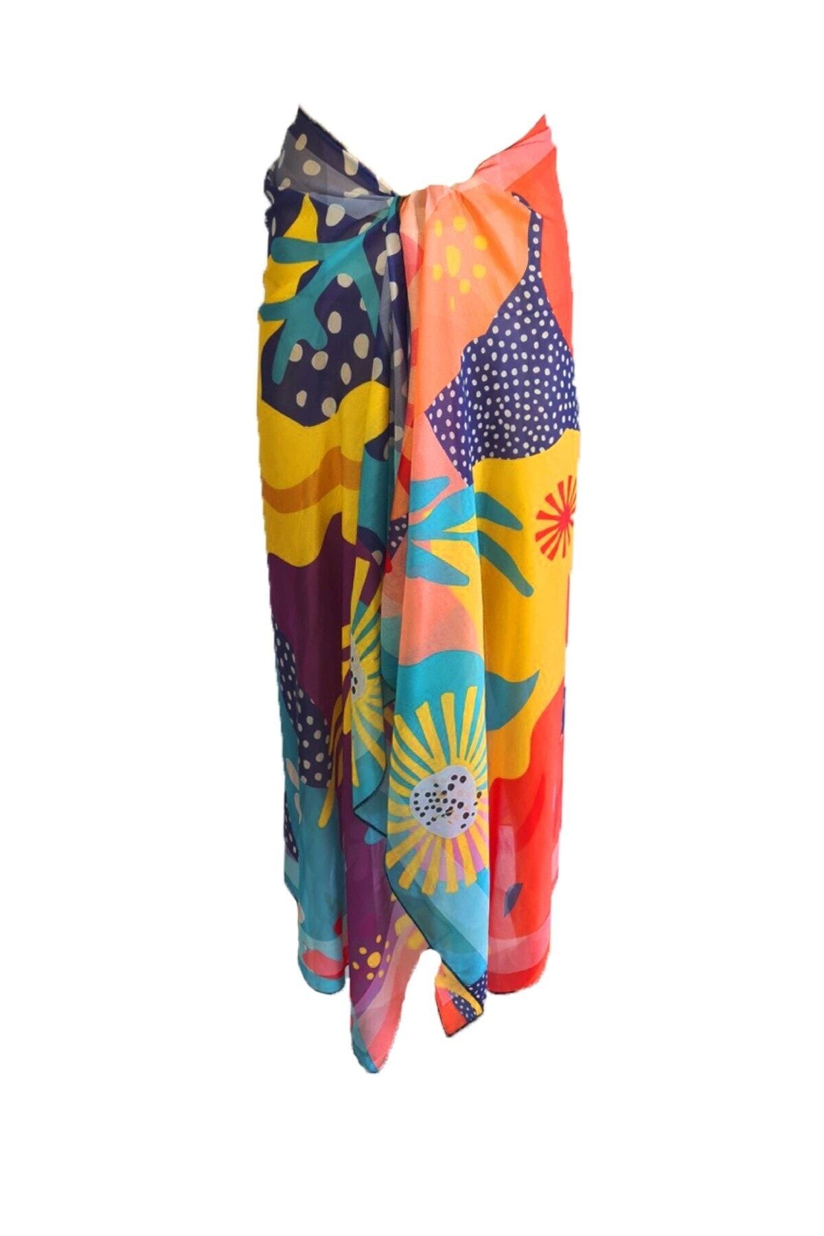 Bolder-Mixed Floral Patterned Pareo Sheer Fabric 2