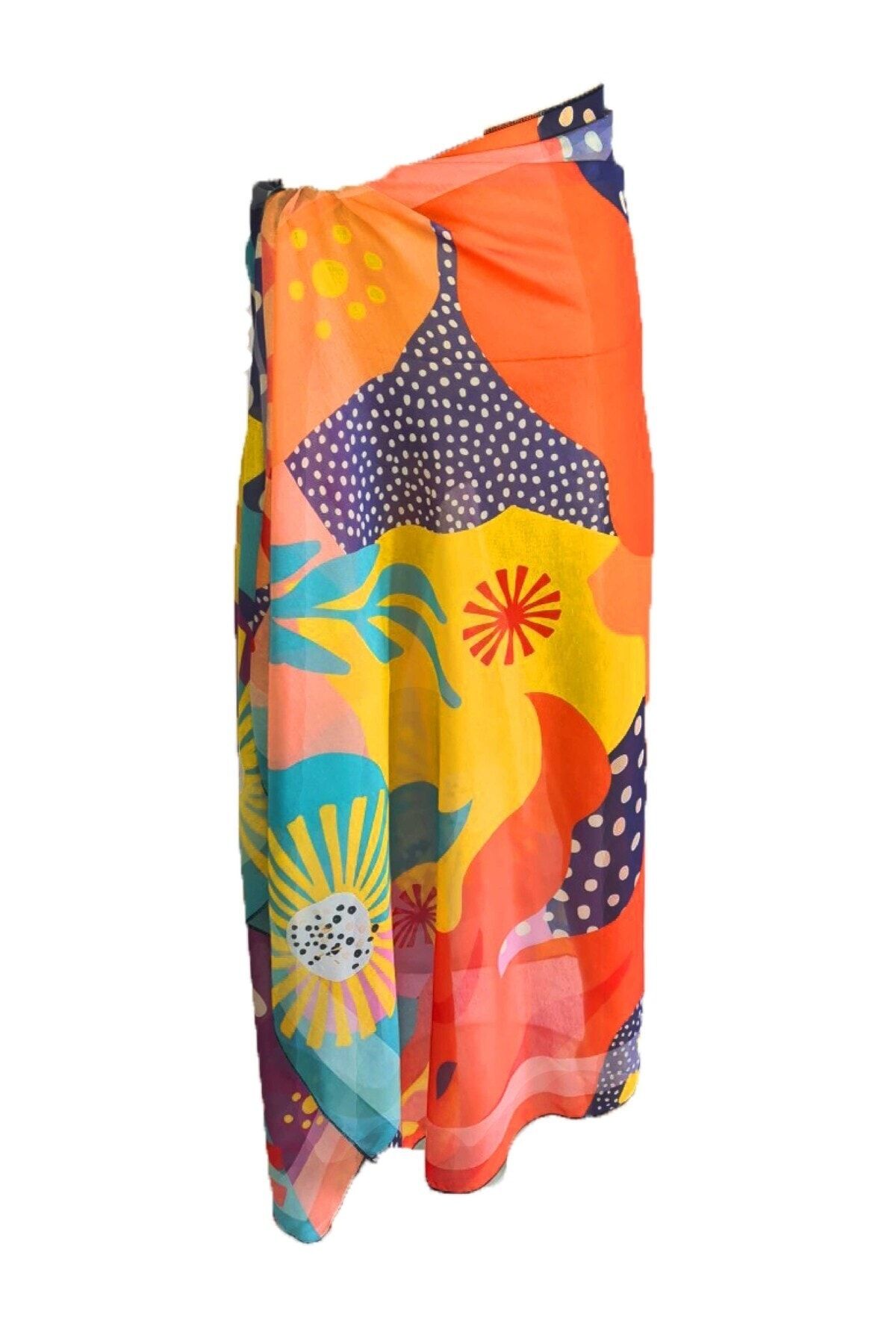 Bolder-Mixed Floral Patterned Pareo Sheer Fabric 3