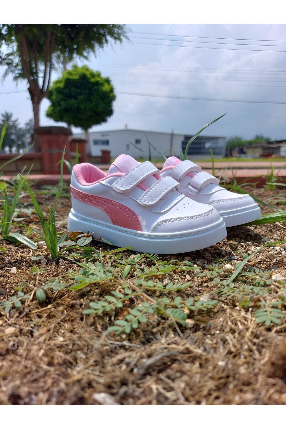 metlife kids Children s Shoes White Pink Soft Stitched Anti Slip