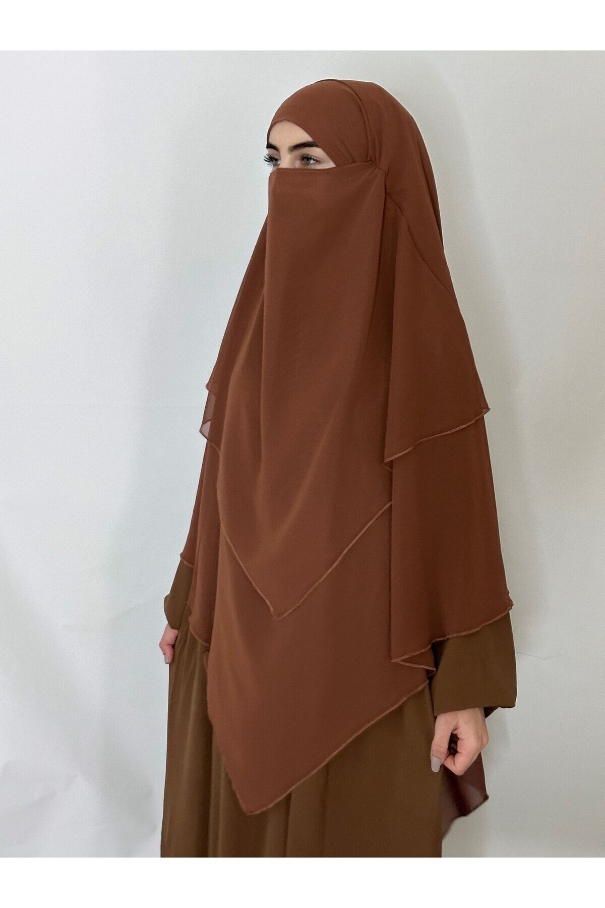 erasra class-Camel Colored 3-Layer Siphon Large Scarf - Peaked and Souffle Khimar 6