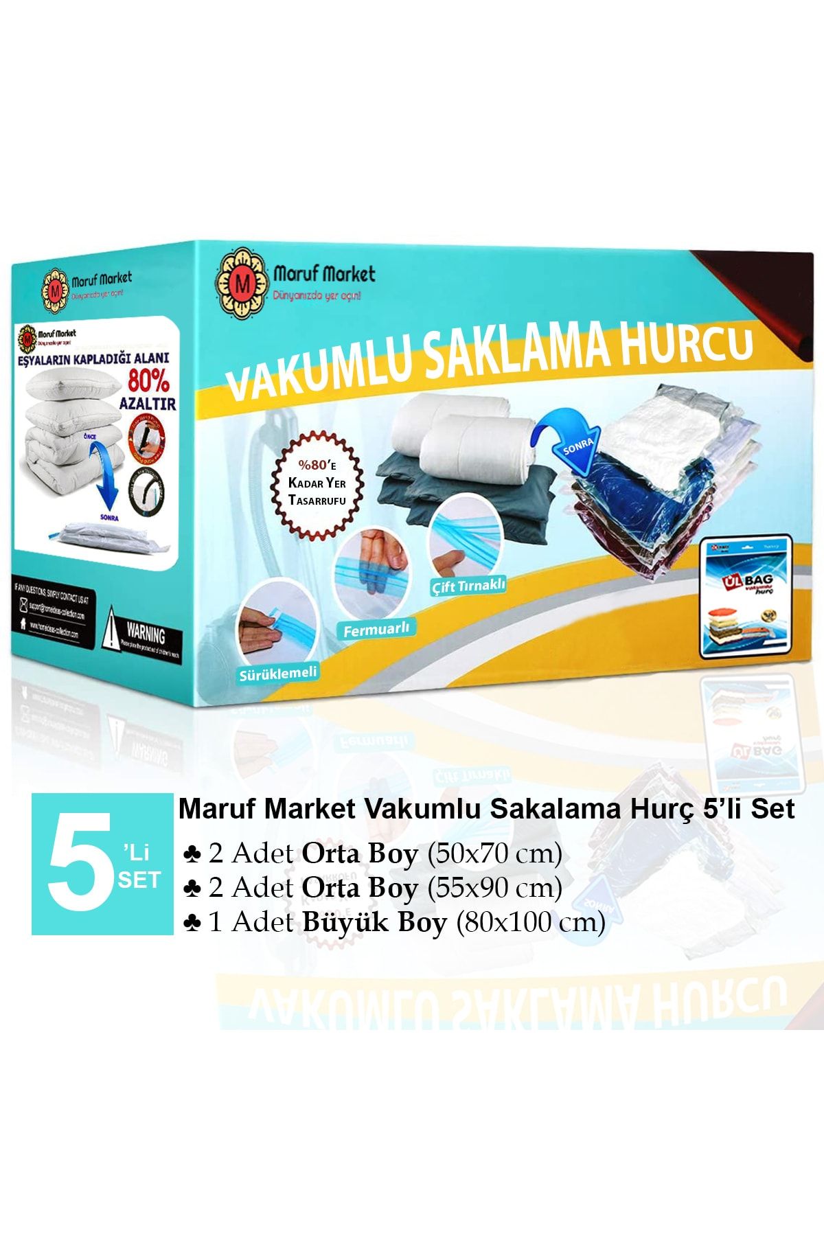 Beyyine Home Set De Saci De Depozitare În Vid De Înaltă Calitate Din 5 Piese (consola, Pernă, Pătură Și Haine) - Sac De Depozitare În Vid - One Size