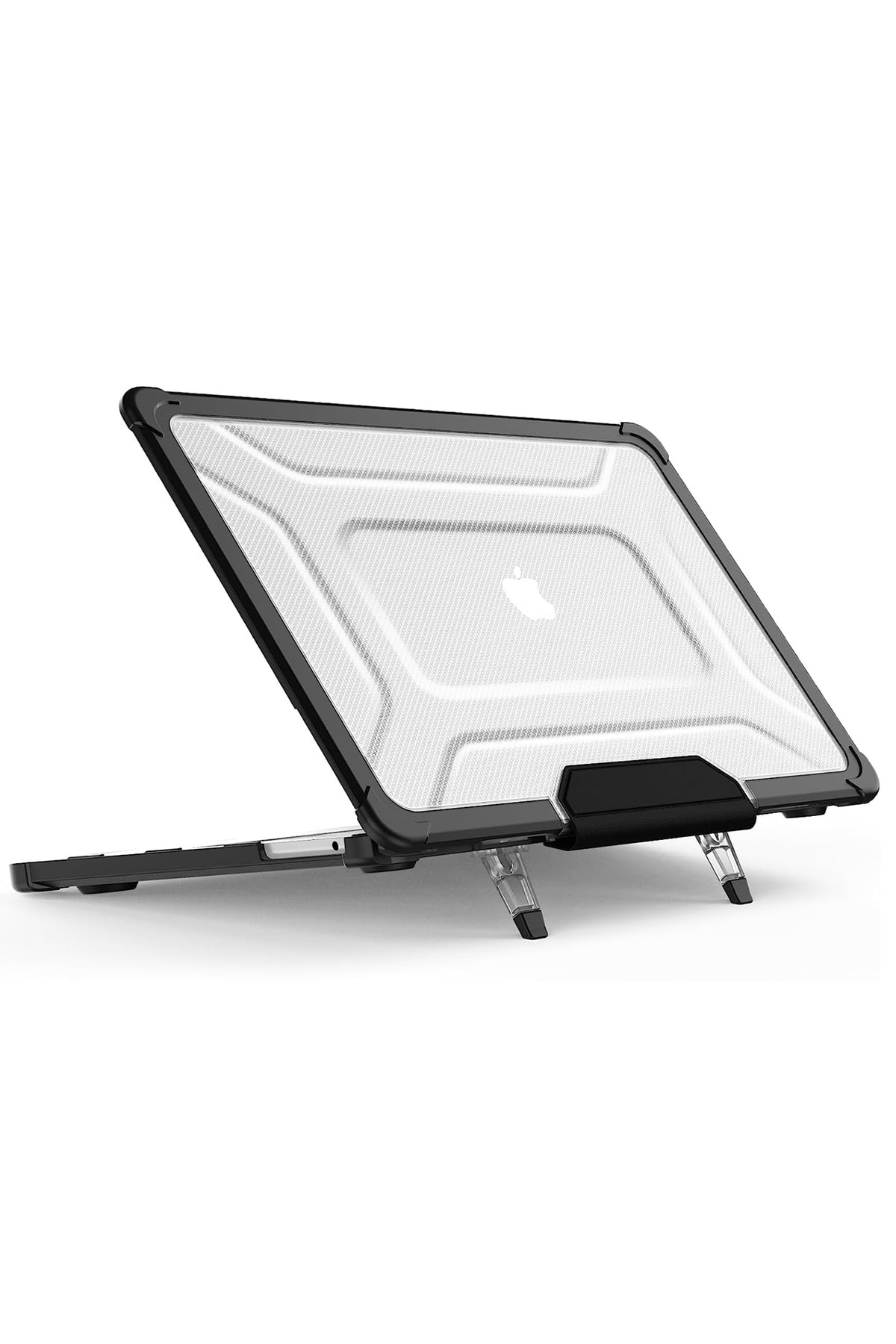 NovStrap Apple MacBook Air M1 Çip A2337 A1932 A2179 13.3 Uyumlu Kılıf Multi Armor Zırh Kılıf Standlı