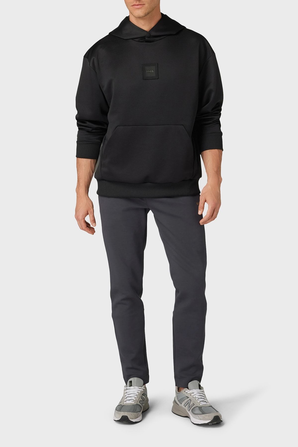 Boss Men's Brand Logo Detailed Hooded Drawstring Black Sweatshirt  50493490-001 - Trendyol