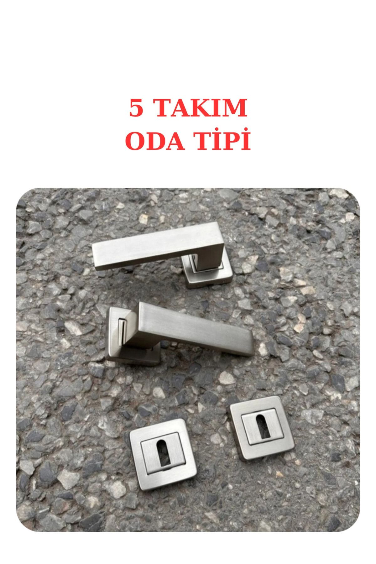 ARON-( 7 Sets ) Sofuoğlu Orkide Stainless Inox Square Rosette Door Handle (3 in 1 SET) (5 ROOMS / 2 BATHROOMS WC) 2