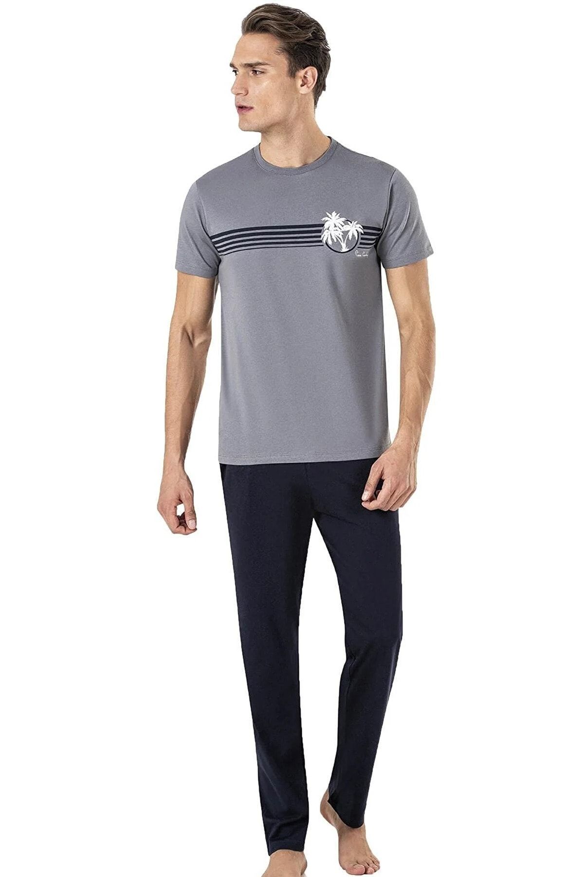 ست پیژامه سفید مردانه لباس خواب CARDIN 6015 Pierre Cardin