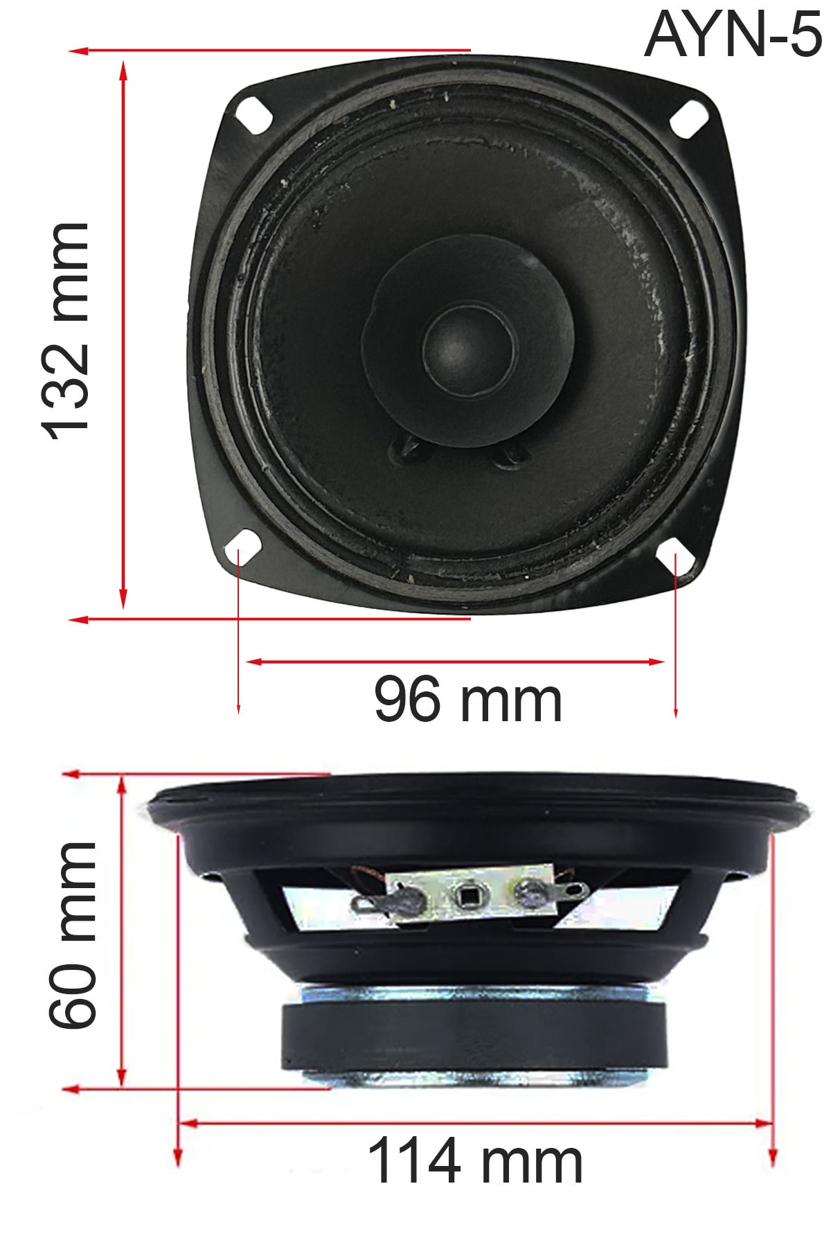 AYN-5 Full Kağıt 60 Watt 8 Ohm 13 cm 5 İnç Hoparlör (Adet) 2