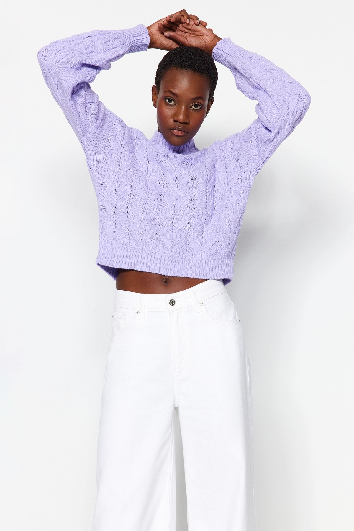 Trendyol Collection Sweater Purple Regular fit Trendyol