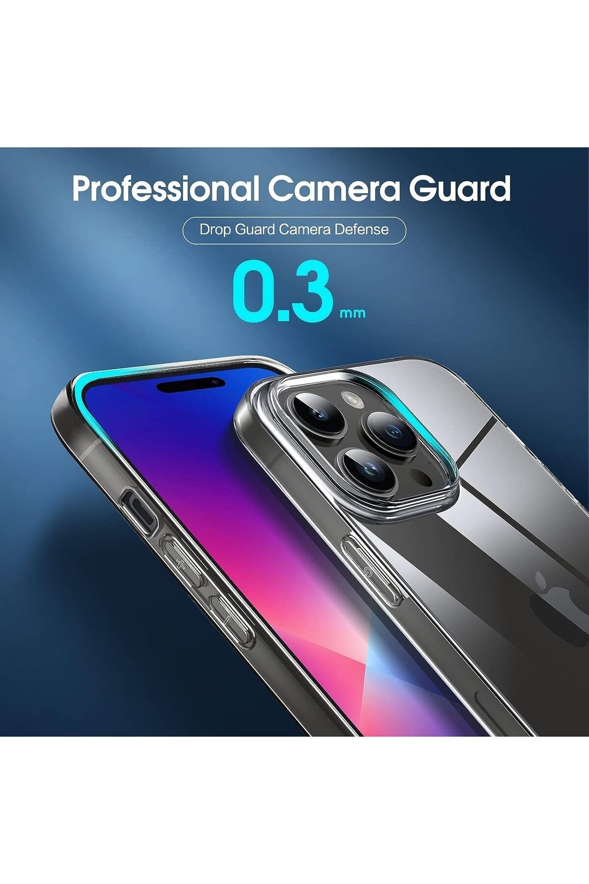 iPhone 14 Pro Max Uyumlu Kılıf Darbelere Dayanıklı Ultra ince Şeffaf Renksiz Esnek Silikon