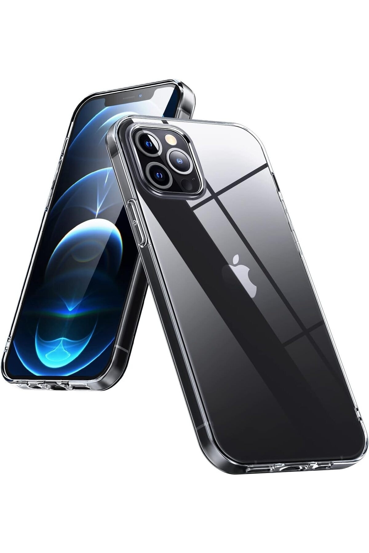 iPhone 12 Pro Max Uyumlu Kılıf Darbelere Dayanıklı Ultra ince Şeffaf Renksiz Esnek Silikon