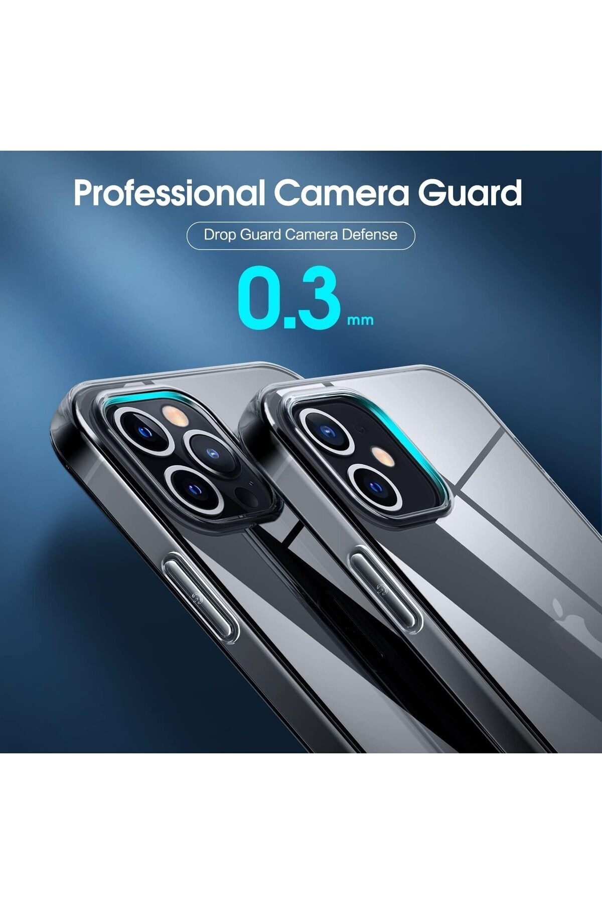 iPhone 12 Pro Max Uyumlu Kılıf Darbelere Dayanıklı Ultra ince Şeffaf Renksiz Esnek Silikon