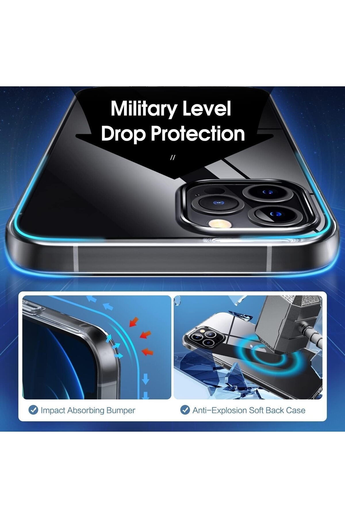iPhone 12 Pro Max Uyumlu Kılıf Darbelere Dayanıklı Ultra ince Şeffaf Renksiz Esnek Silikon