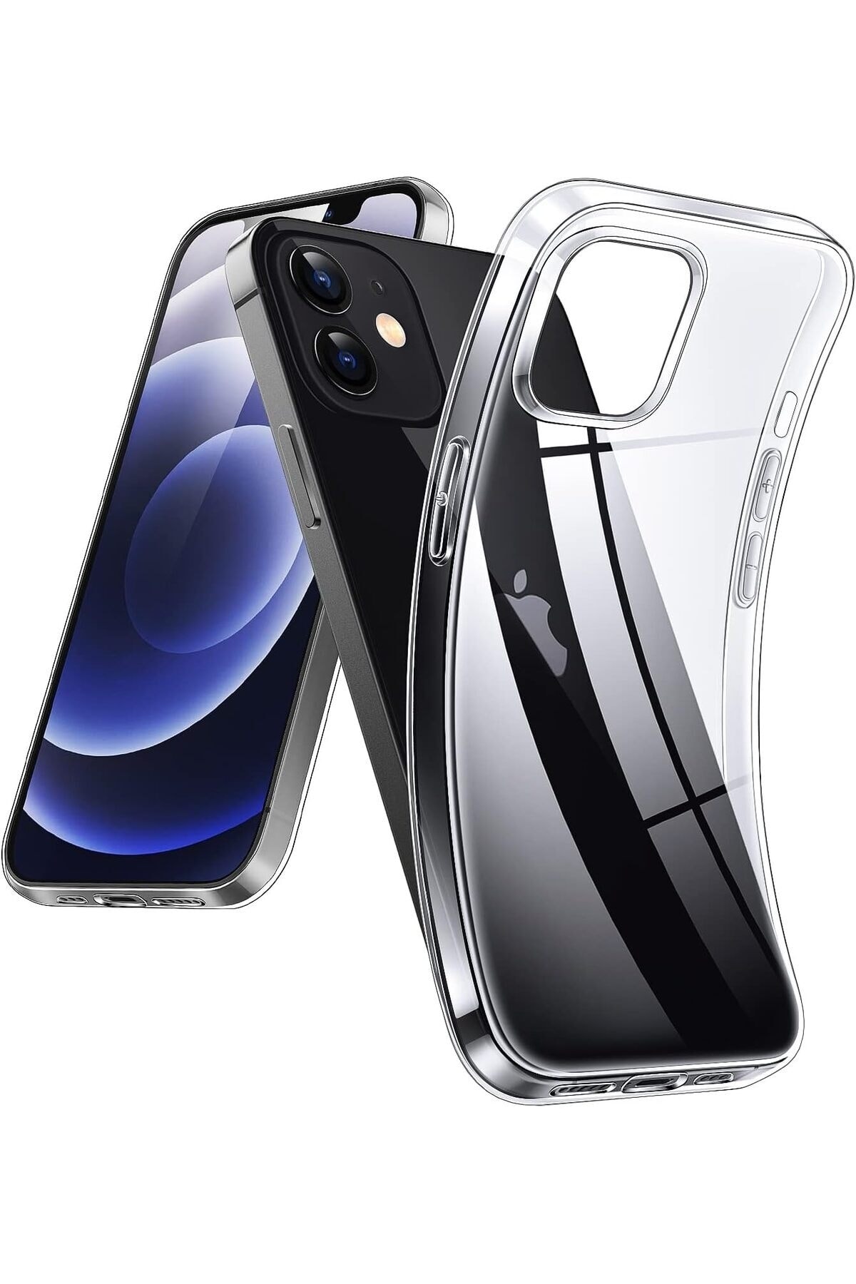 iPhone 12 Mini Uyumlu Kılıf Darbelere Dayanıklı Ultra ince Şeffaf Renksiz Transparan Esnek Silikon