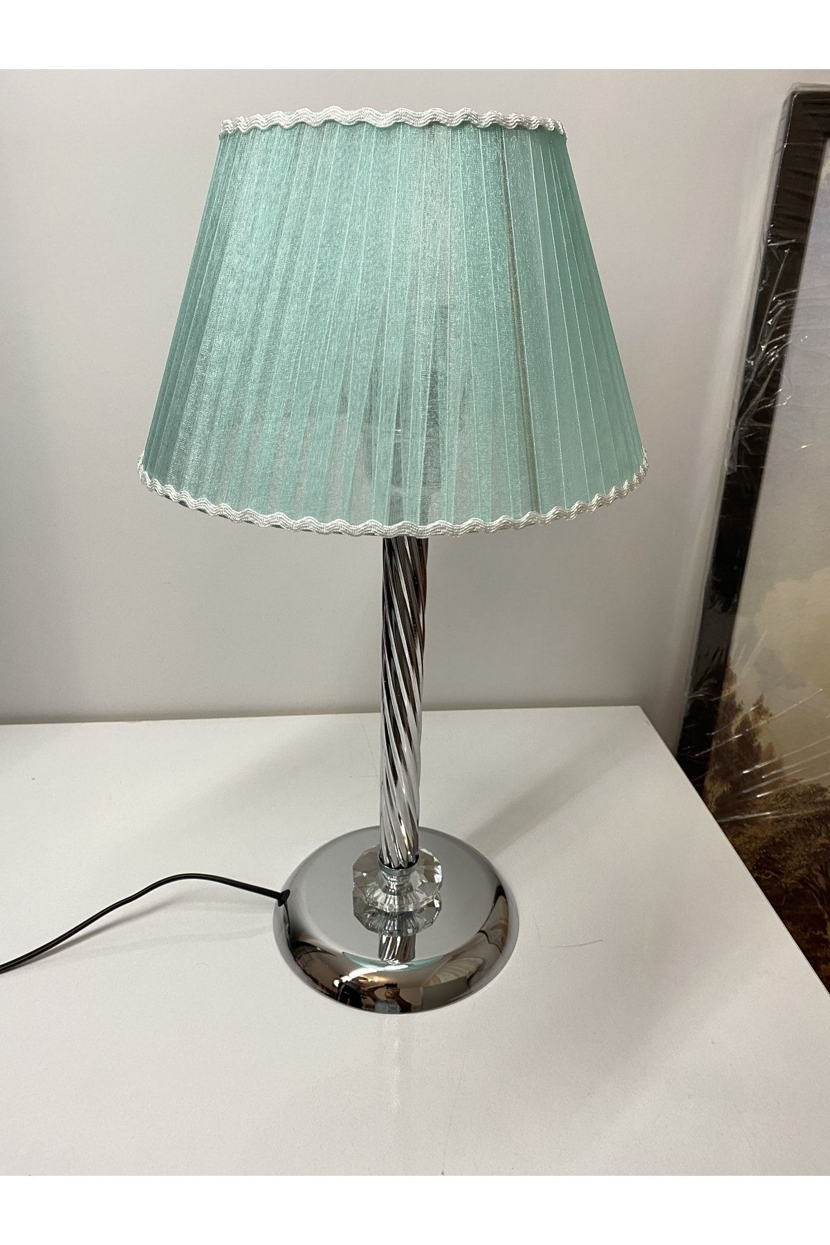 asellus-Mette Twisted Lampshade with crystal detail "Knitted Hat" Table Lamp chrome Plated (silver color) 2