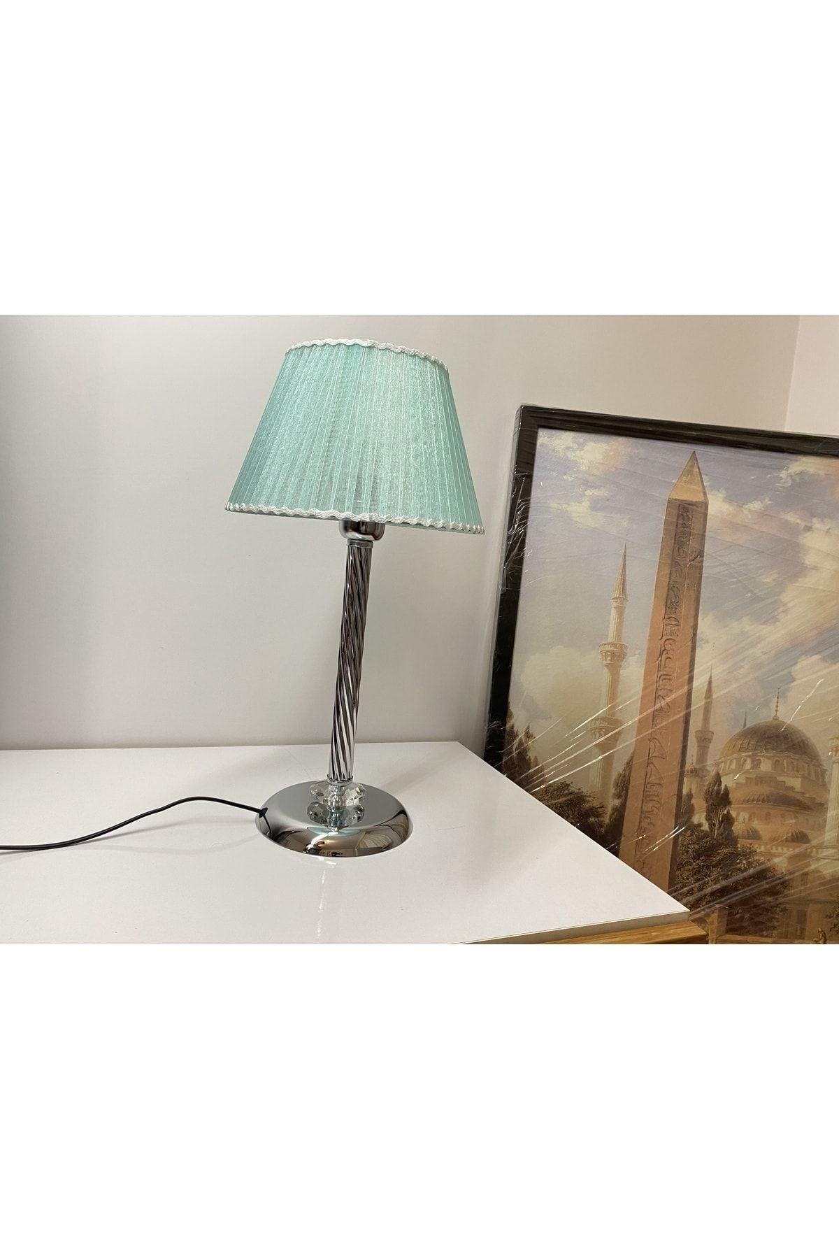 asellus-Mette Twisted Lampshade with crystal detail "Knitted Hat" Table Lamp chrome Plated (silver color) 7