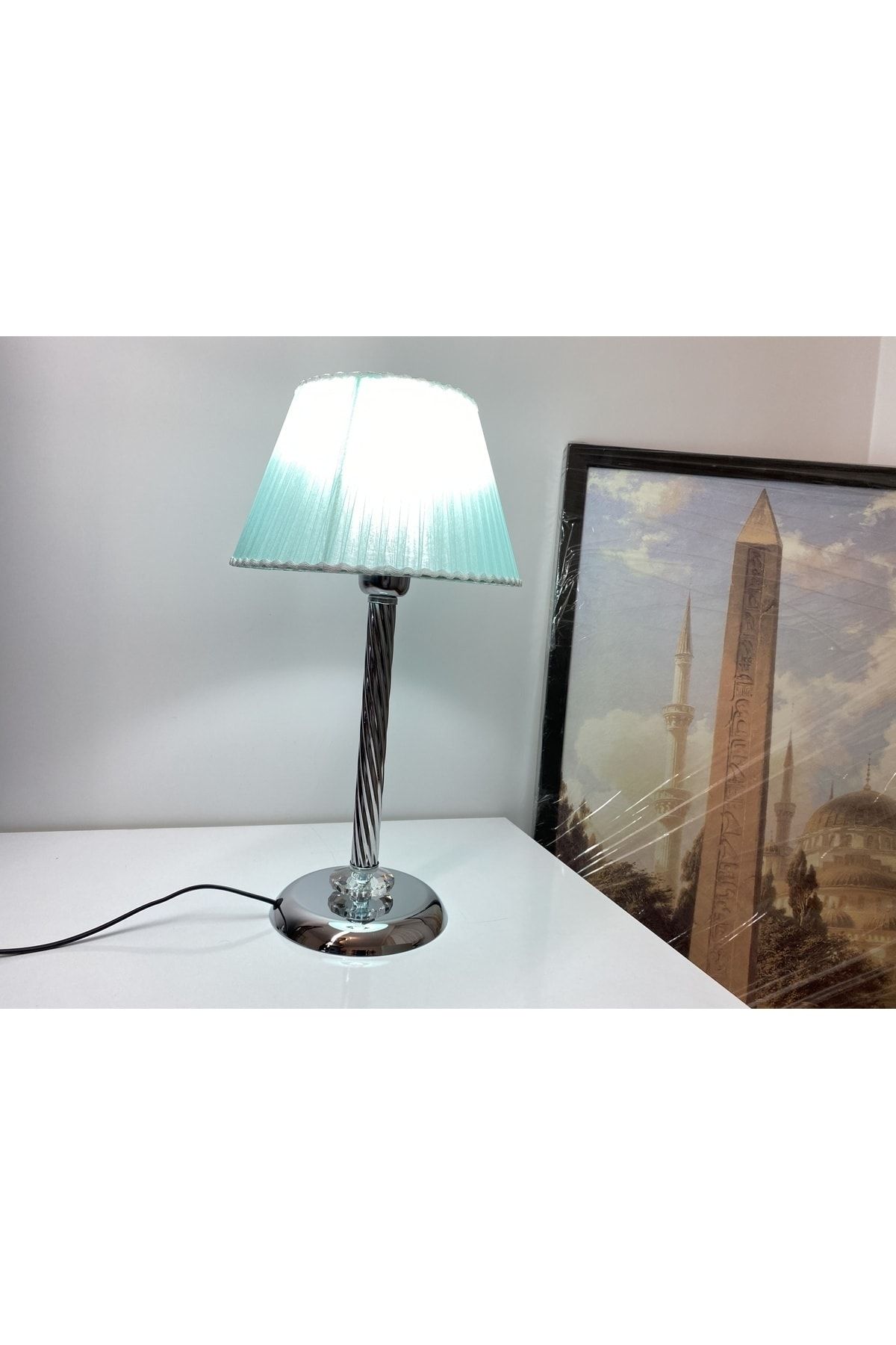 asellus-Mette Twisted Lampshade with crystal detail "Knitted Hat" Table Lamp chrome Plated (silver color) 8