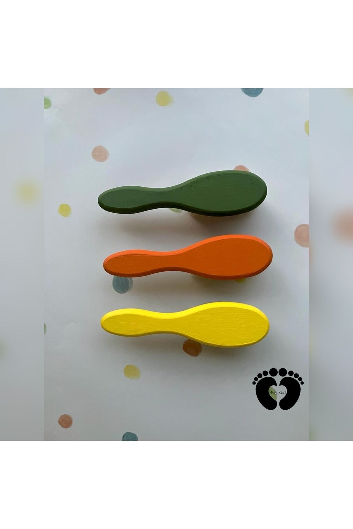%100 Doğal keçi kılı RENKLİ bebek saç fırçası (HAKİ YEŞİLİ)
