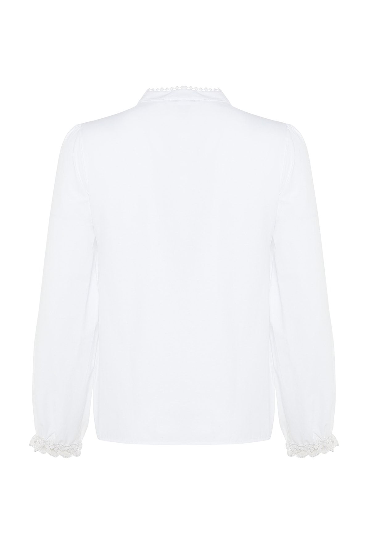 Trendyol Collection-Памучна бяла дантелена риза - нормална кройка TWOAW21GO0077 8
