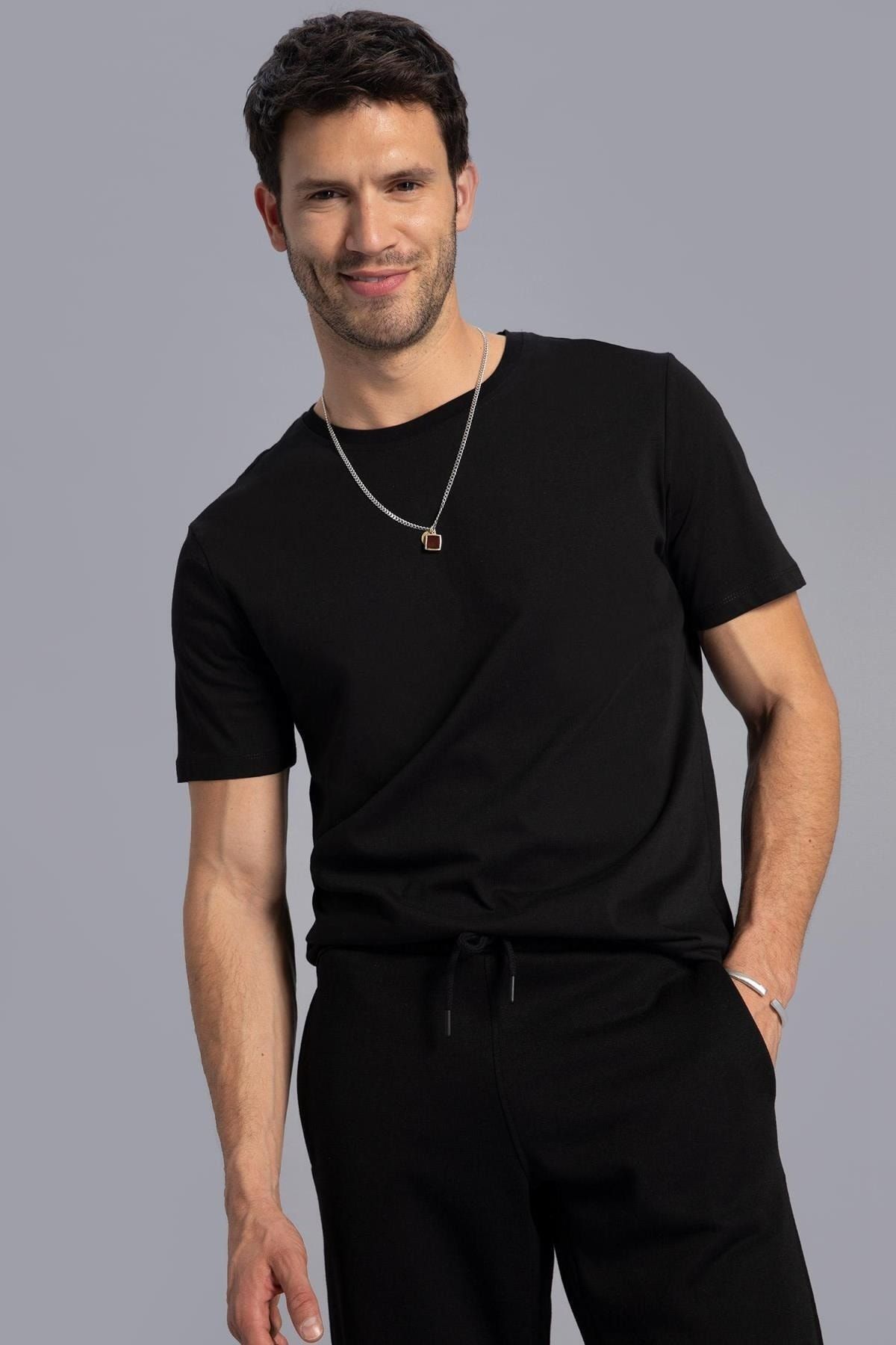 تی شرت آستین کوتاه مردانه رنگ مشکی از برند دفاکتو DeFacto (برند ترکیه)