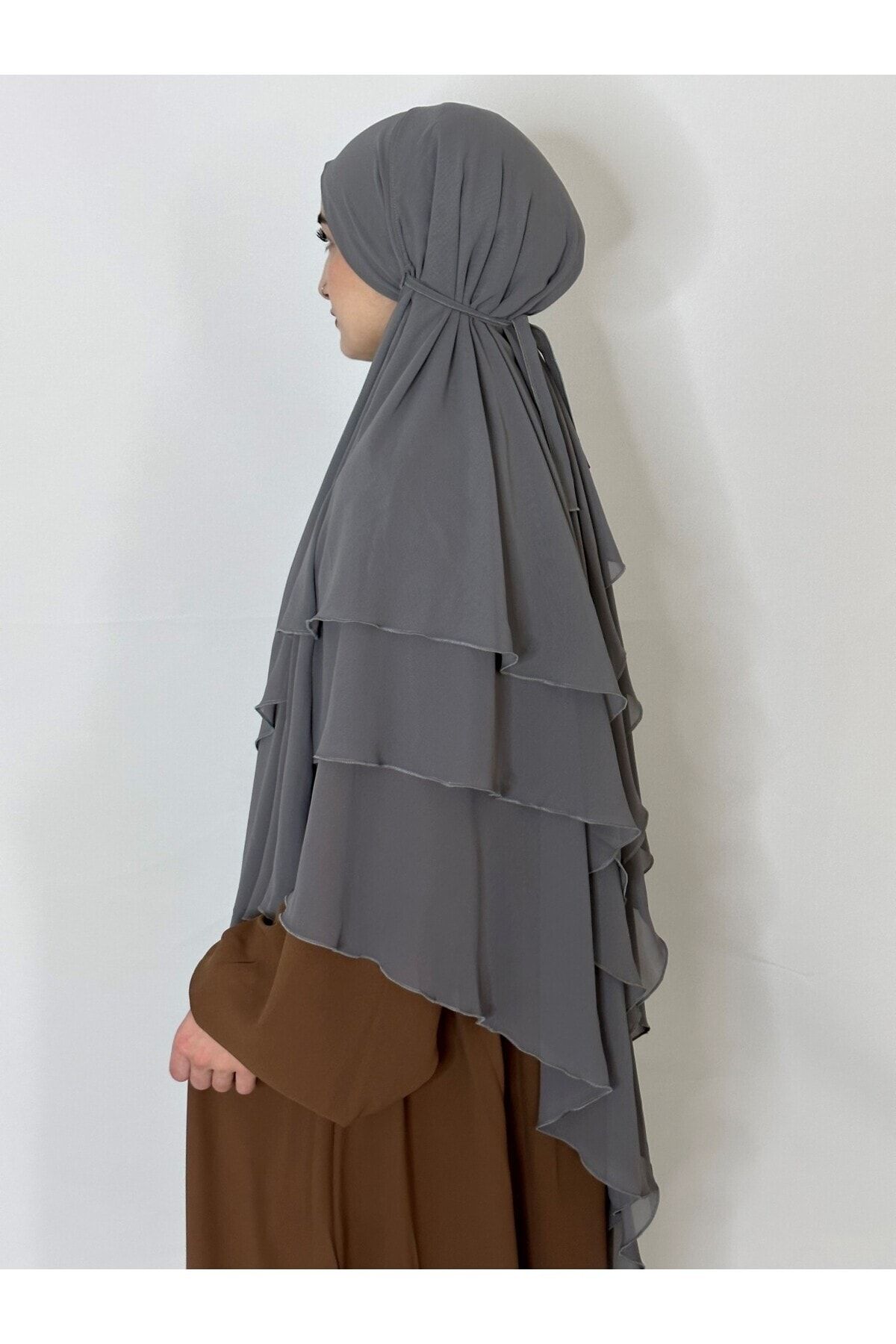 R&S modibone-4-String Three-Layer Veiled Souffle Khimar - Chiffon Scarf 7