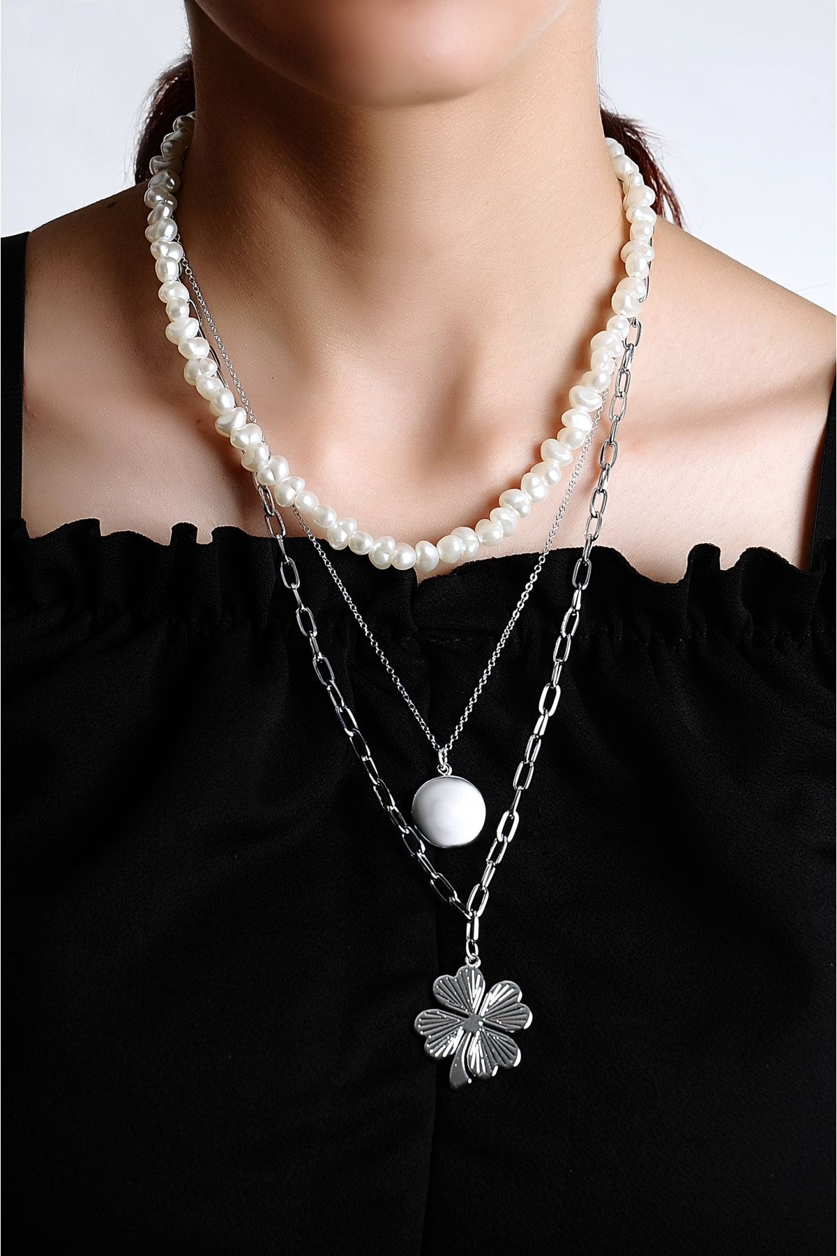 Triple cheap chain necklace