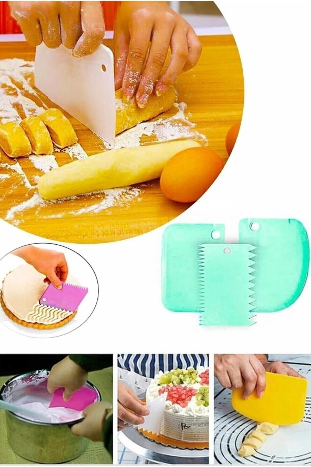 AYGÖREN HOME 3'lü Hamur Kesici Kazıyıcı Dekoratör Set Asorti