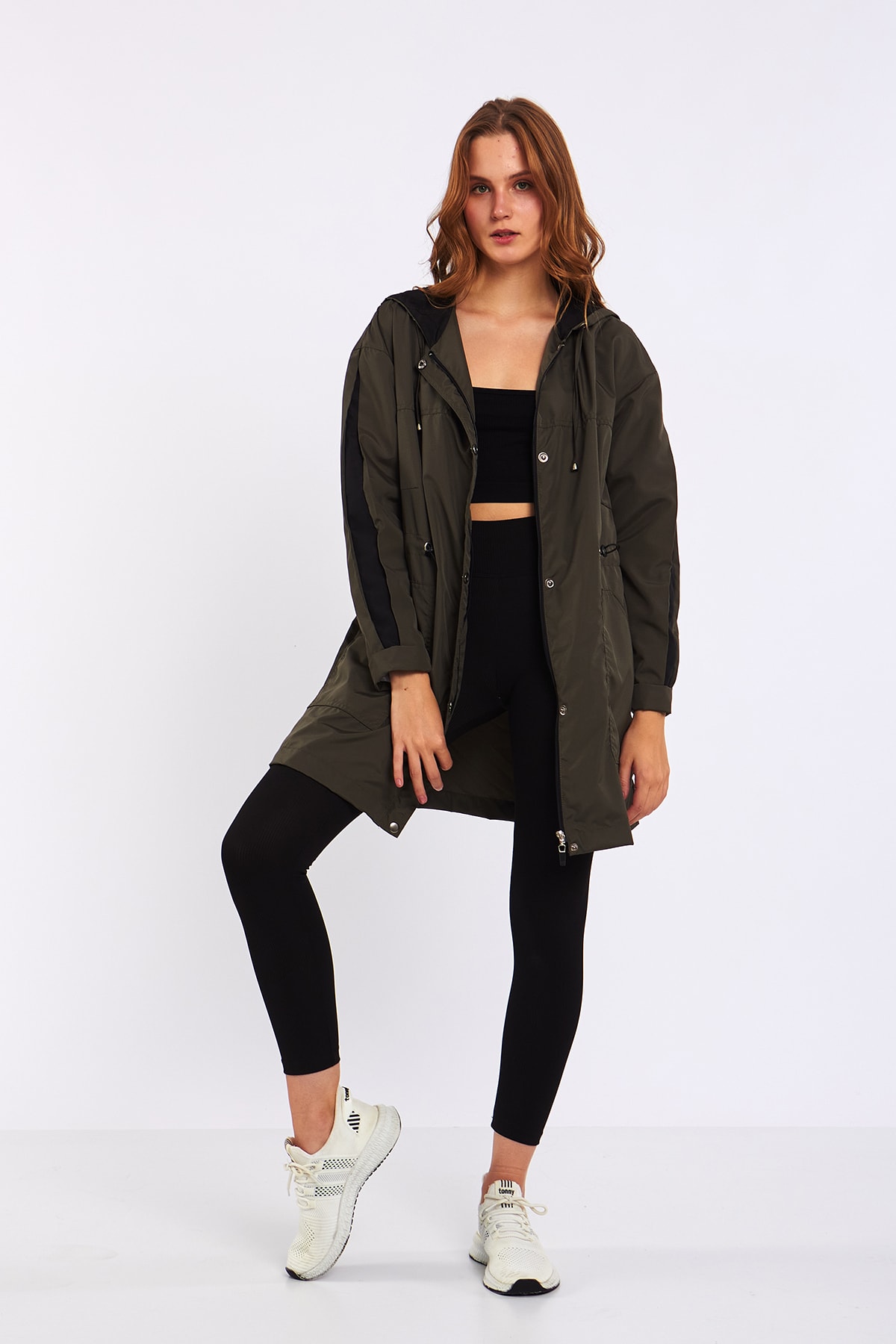 Moda Tuğram  Micro Haki Midi Yağmurluk & Rüzgarlık - Görsel 2