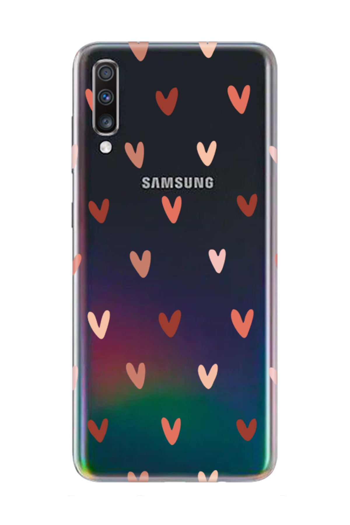 Samsung A70 Heart Pattern Transparent Phone Case