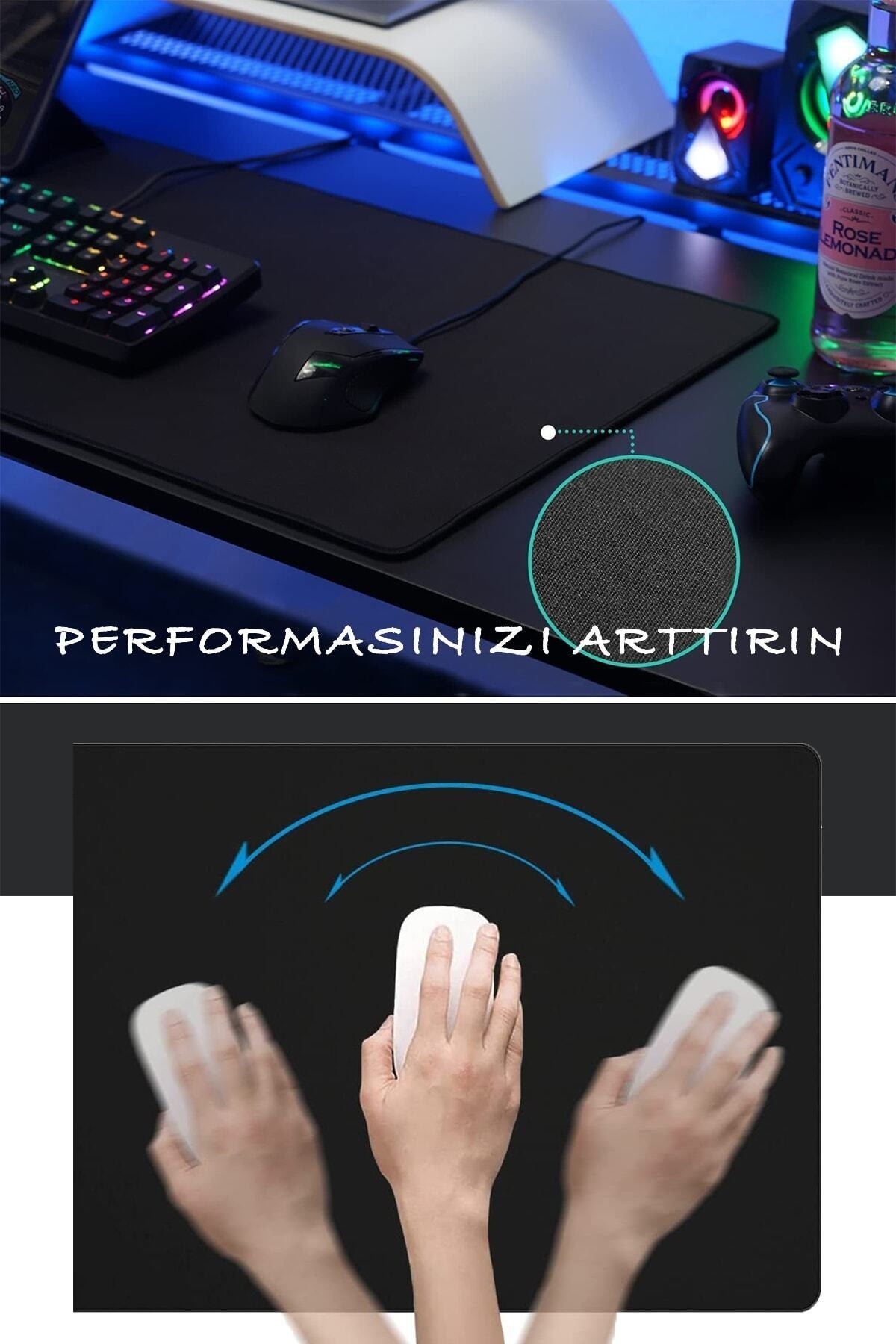 Siyah Gaming Mouse Pad Oyuncu Uzun Ve Büyük Boy Mousepad Klavye Fare Altlığı Mause Ped 70x30Cm 7