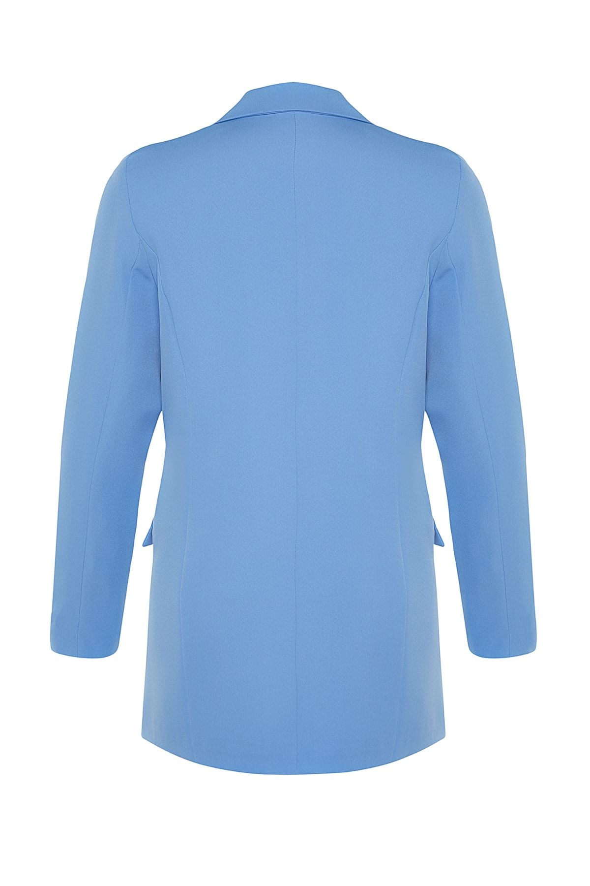 Trendyol Collection-Dunkelblaue, normal gefütterte, zweireihige Blazerjacke aus Webstoff TWOSS20CE0059 9