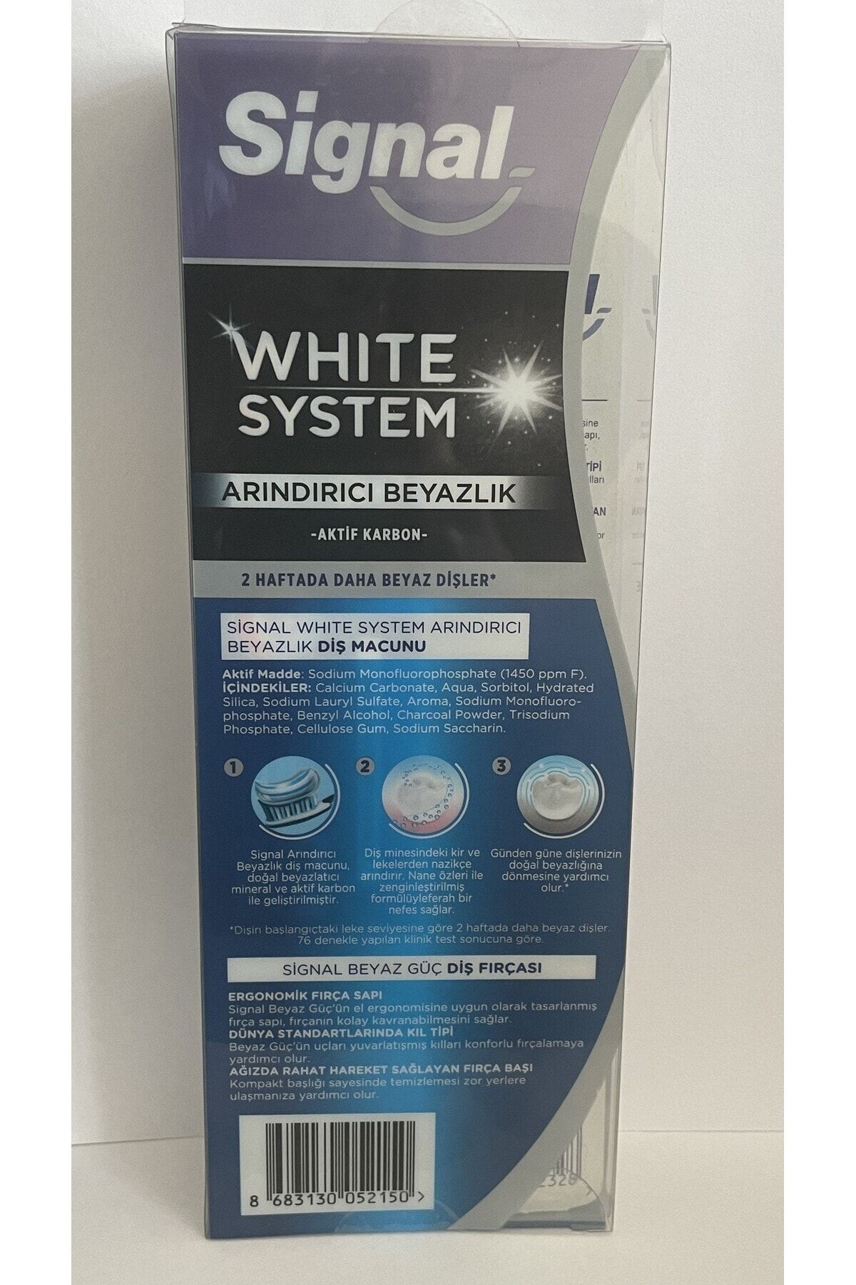 Signal-SIGNAL WHITE SYSTEM PURIFYING WHITENING TOOTH PASTE 75 ML + SIGNAL WHITE POWER BRUSH 5